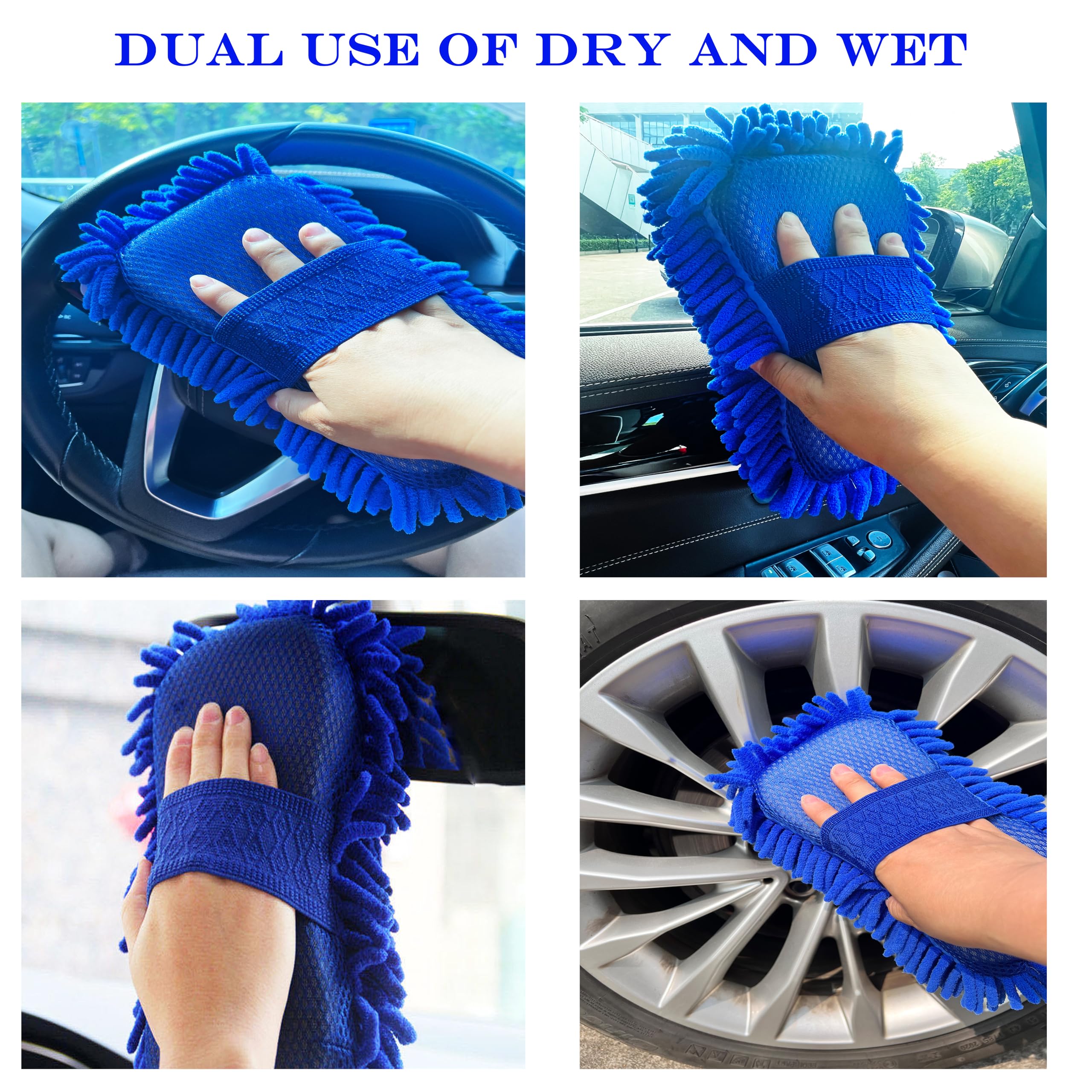 Premium Microfiber Car Wash Sponge - Non-Scratch Dual-Sided Chenille Sponge for Cars, Trucks, SUVs, Boats & RVs - Gentle Auto Detailing Mitt (2-Pack) - Perfect for Hand Washing, Wax Application & Paint Protection
