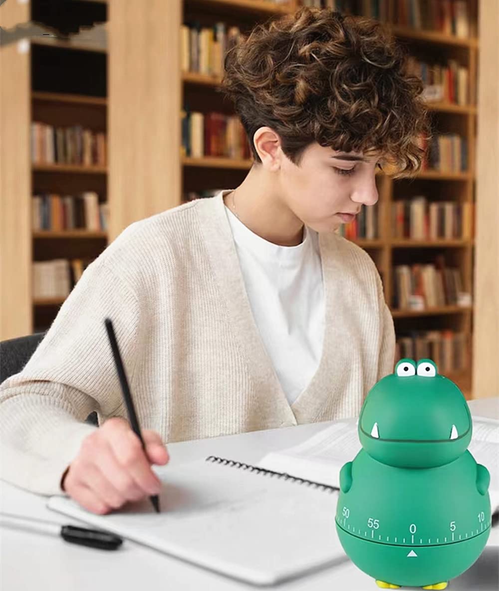 Dinosaur Kitchen Timer - 100% Mechanical Egg Timer for Kids Cooking, Reading, Classroom & Sports (Green) | Fun Educational Tool for Baking, Study Sessions & Time Management
