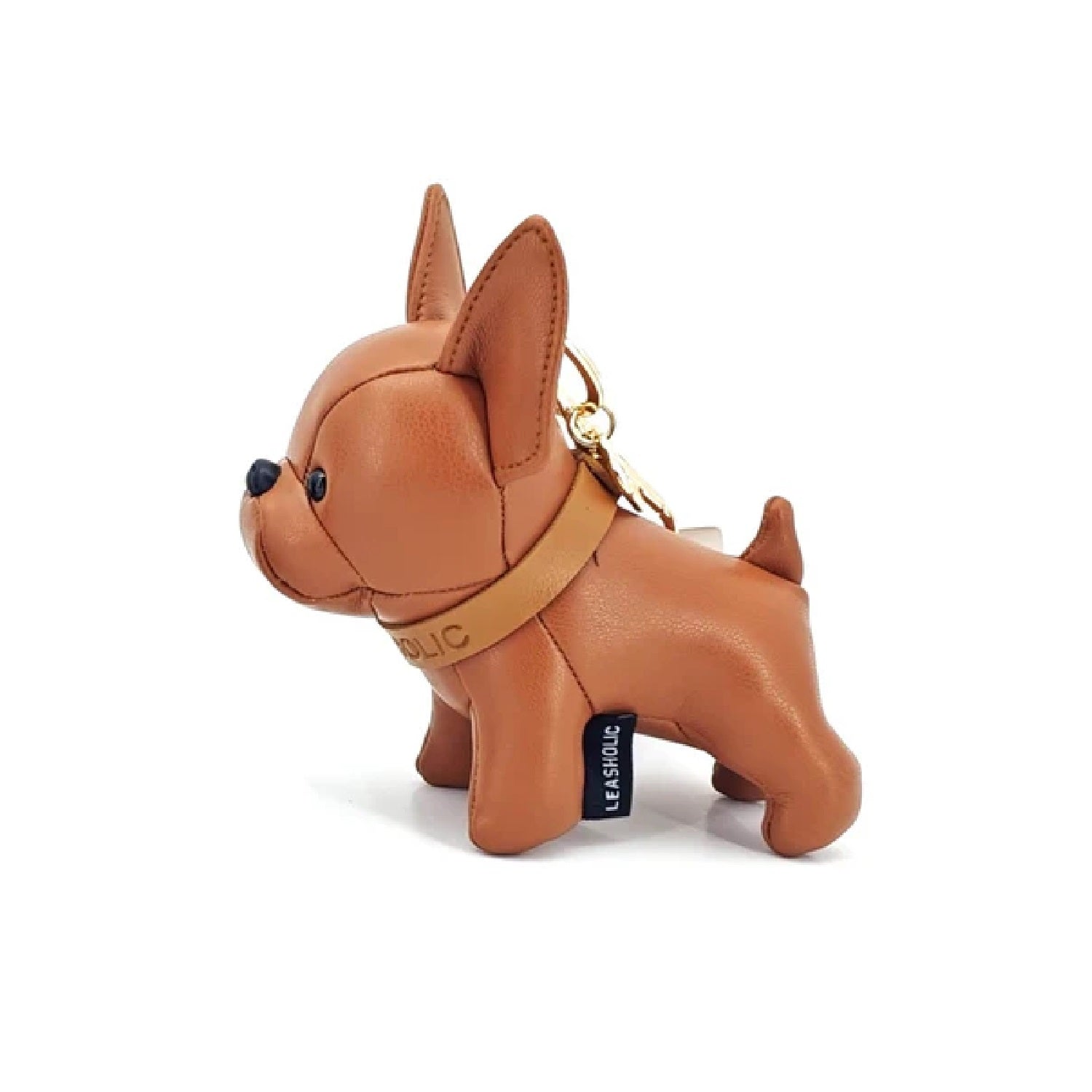 Bulldog Leather Charm Keychain - Black, Brown, Linen - Handmade Leather Dog Accessory for Pet Lovers, Gifts & Key Rings | Perfect for Dog Owners, Pet Gifts, Keychains & Everyday Carry