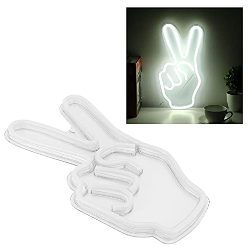 Garosa LED Peace Sign Neon Light - USB Powered Neon Sign for Bedroom, Living Room, Game Room & Kids Room Decor - Creative Victory Gesture Wall Lamp for Shelves, Cabinets & Party Decorations