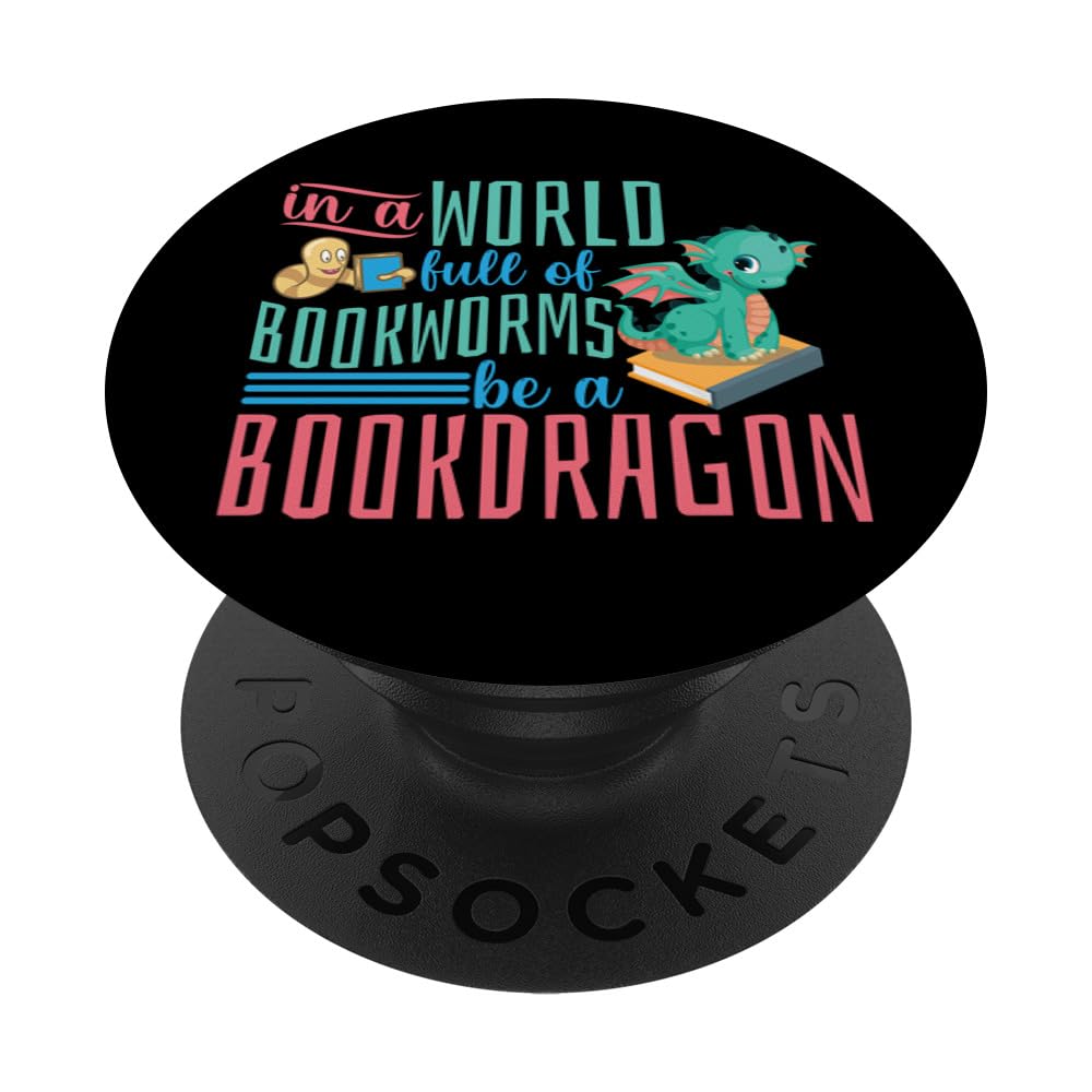 Book Dragon PopSockets Adhesive PopGrip - Swappable Phone Grip & Stand for Book Lovers - Perfect for Reading, eBooks & Library Visits