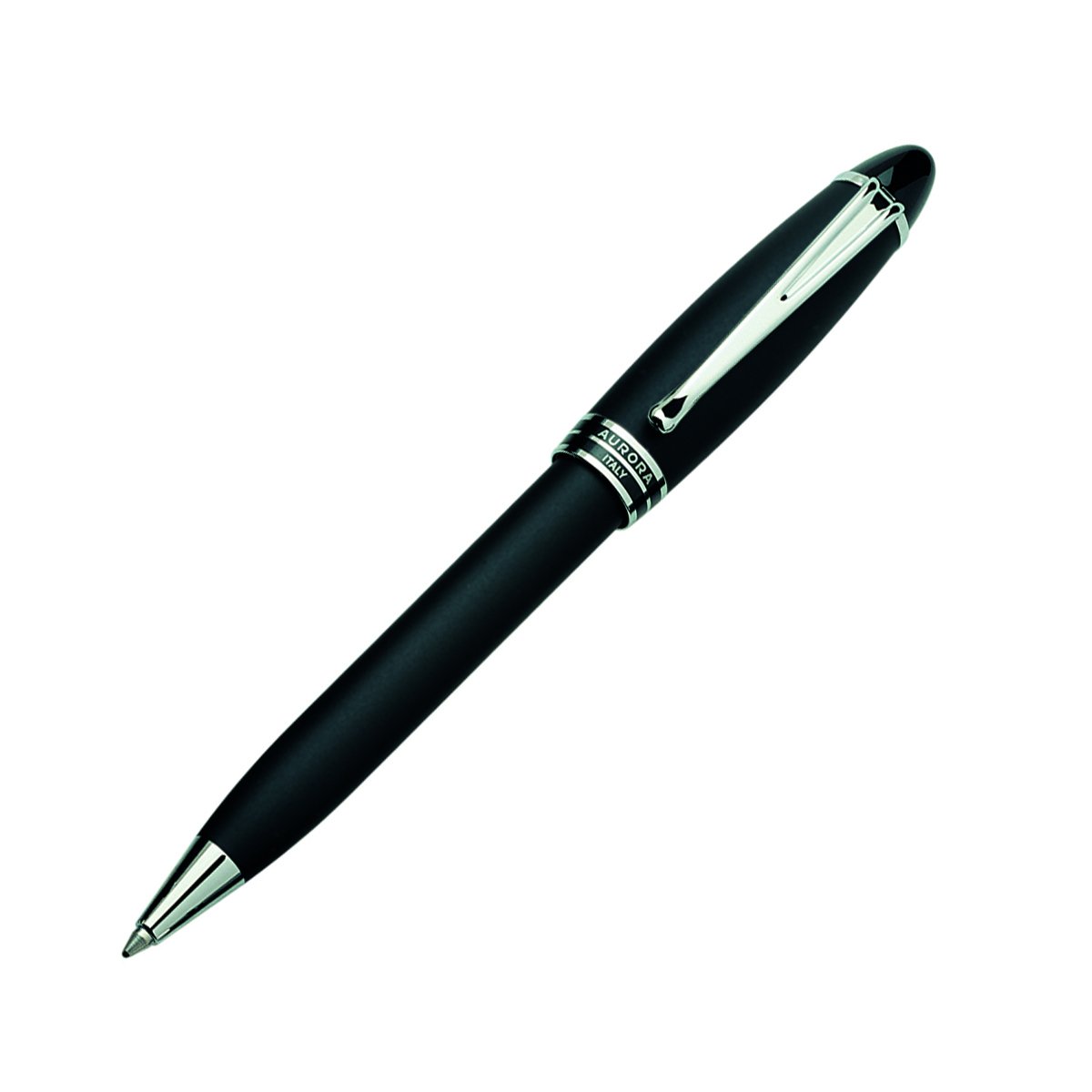 Premium Aurora Black Matte Velvet Resin Ballpoint Pen with Black Lacquer Ring & Chrome Plated Trims - Elegant Writing Instrument for Office, Business Gifts & Luxury Stationery (B30-NP)
