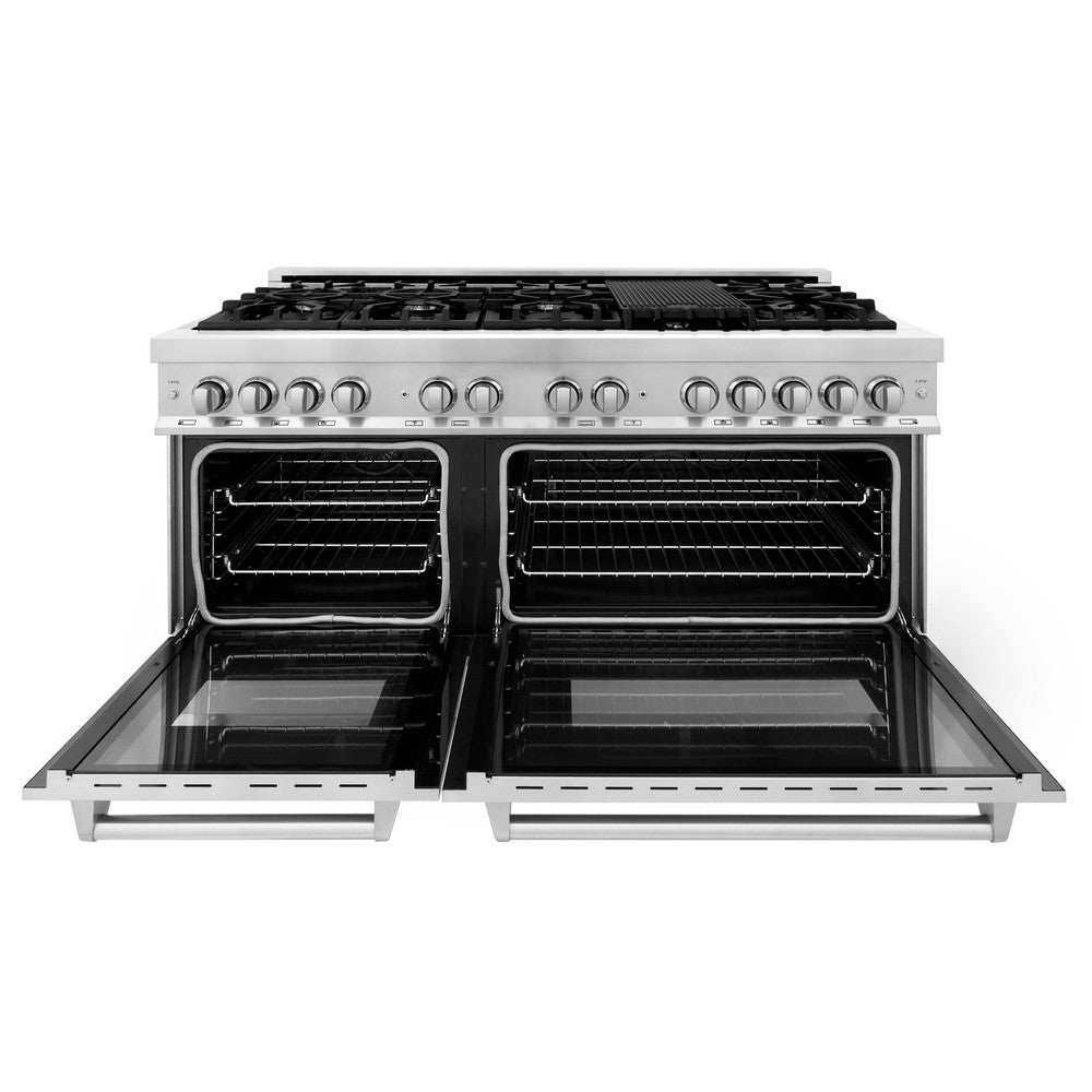 ZLINE RA60 60-Inch Stainless Steel Dual Fuel Range - 9 Burner Gas Cooktop & 2 Electric Convection Ovens (7.4 cu. ft.) - Professional Kitchen Appliance for Home Chefs & Serious Cooks