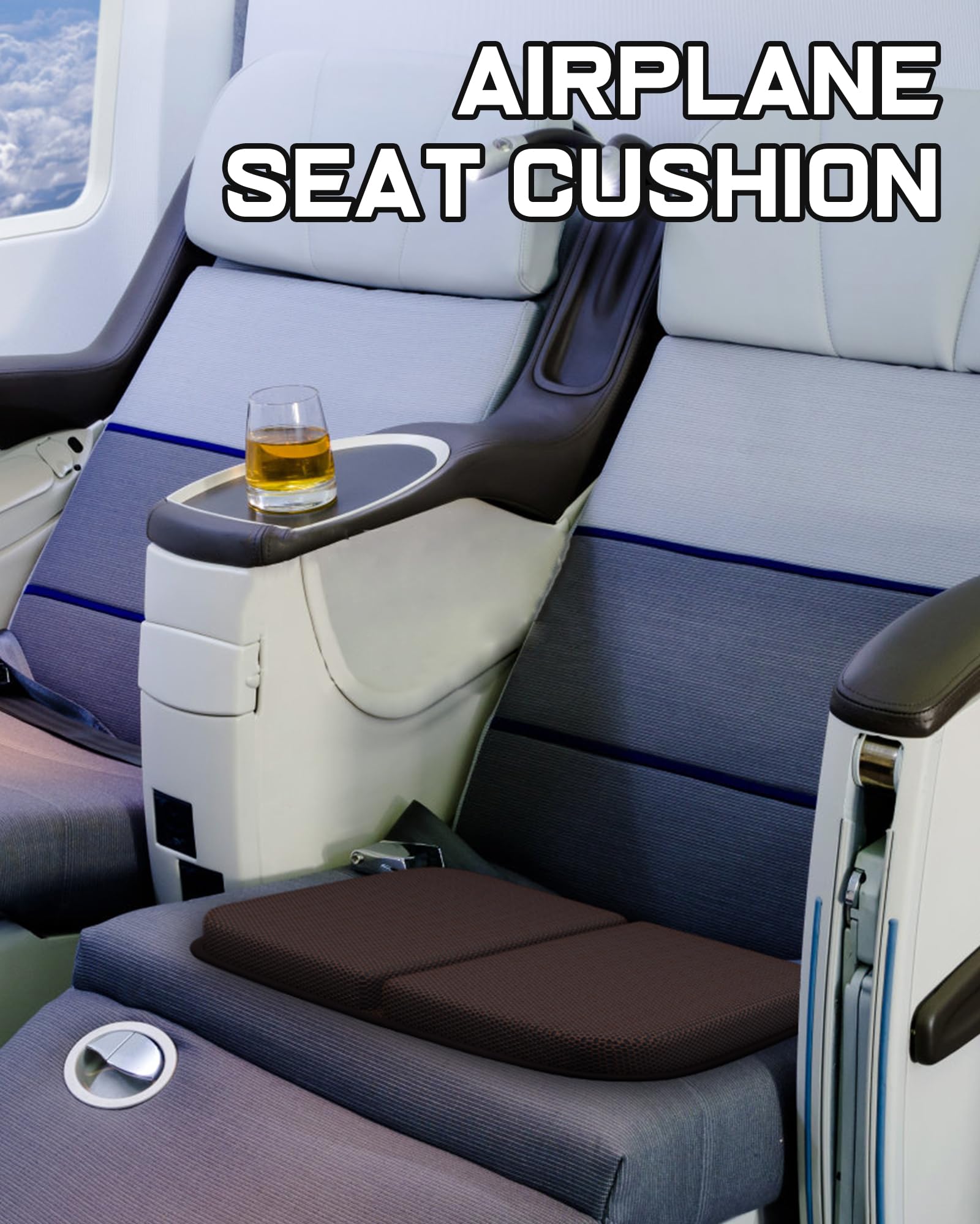 Gel Seat Cushion for Office Chair & Travel - Thick Foldable 16.5x12 Inch Memory Foam Cushion - Sciatica & Coccyx Pain Relief - Perfect for Car, Wheelchair, Long Sitting at Work or Home