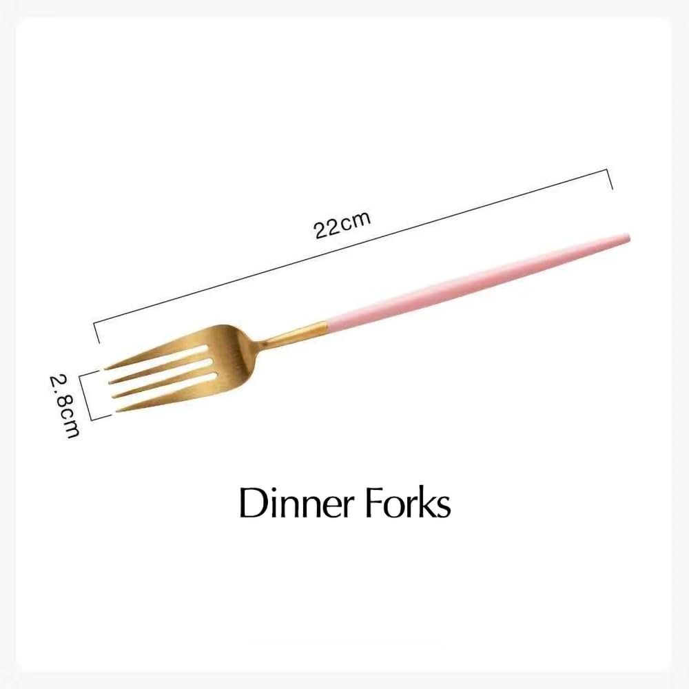 5-Piece Pink Gold Round Handle Silverware Set - Premium 304 Stainless Steel Cutlery for Dining, Kitchen Utensils & Dinnerware - Elegant Tableware Gift for Weddings, Housewarmings & Special Occasions - Perfect for Everyday Use, Dinner Parties & Holiday Gatherings