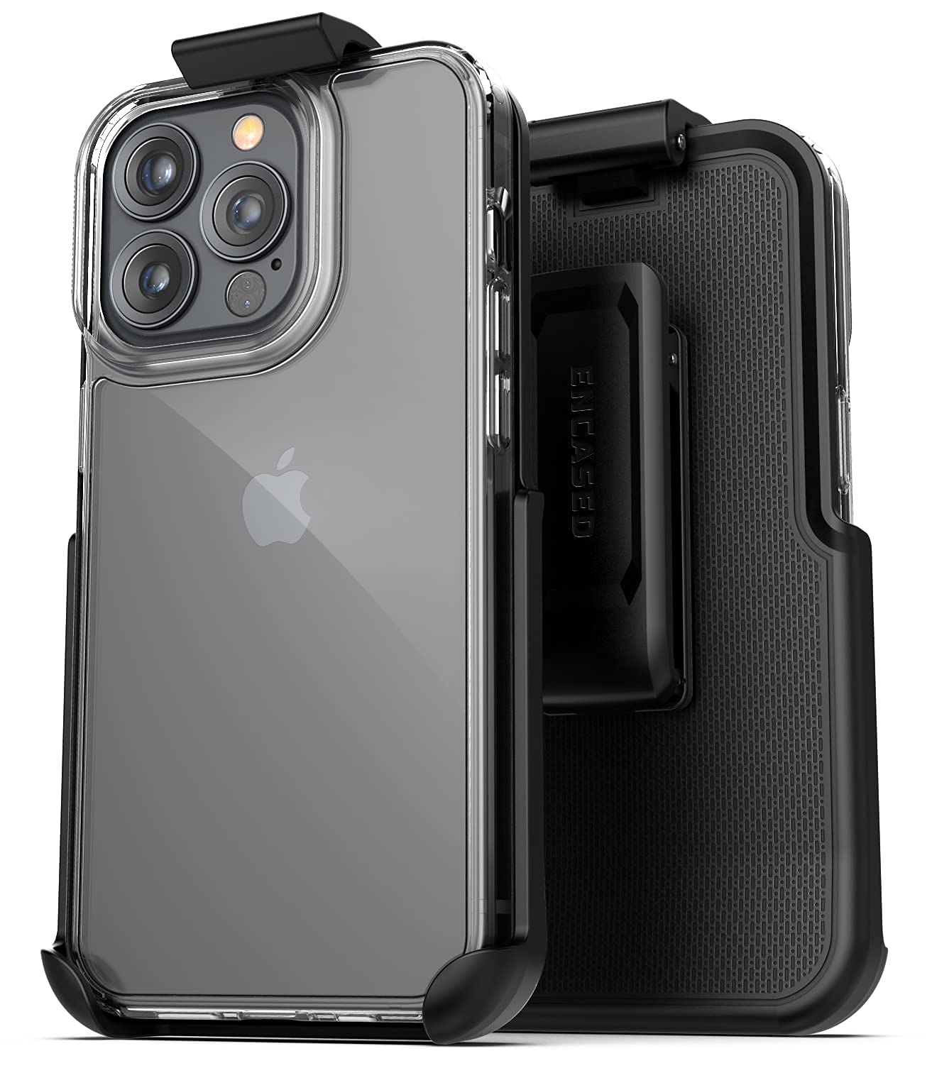iPhone 13 Pro Max Clear Protective Case with Belt Clip Holster - Transparent Grey Phone Cover for Secure Carry | Perfect for Outdoor Activities, Work & Travel
