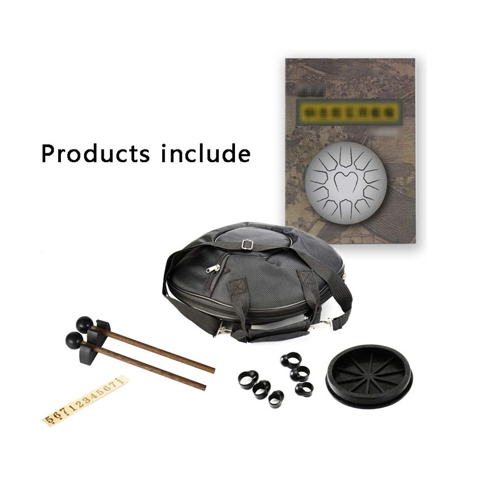 15-Note Steel Tongue Drum - 14 Inch Chakra Tank Drum with 2 Wooden Mallets | Handpan Alternative for Meditation, Yoga, Music Therapy & Sound Healing
