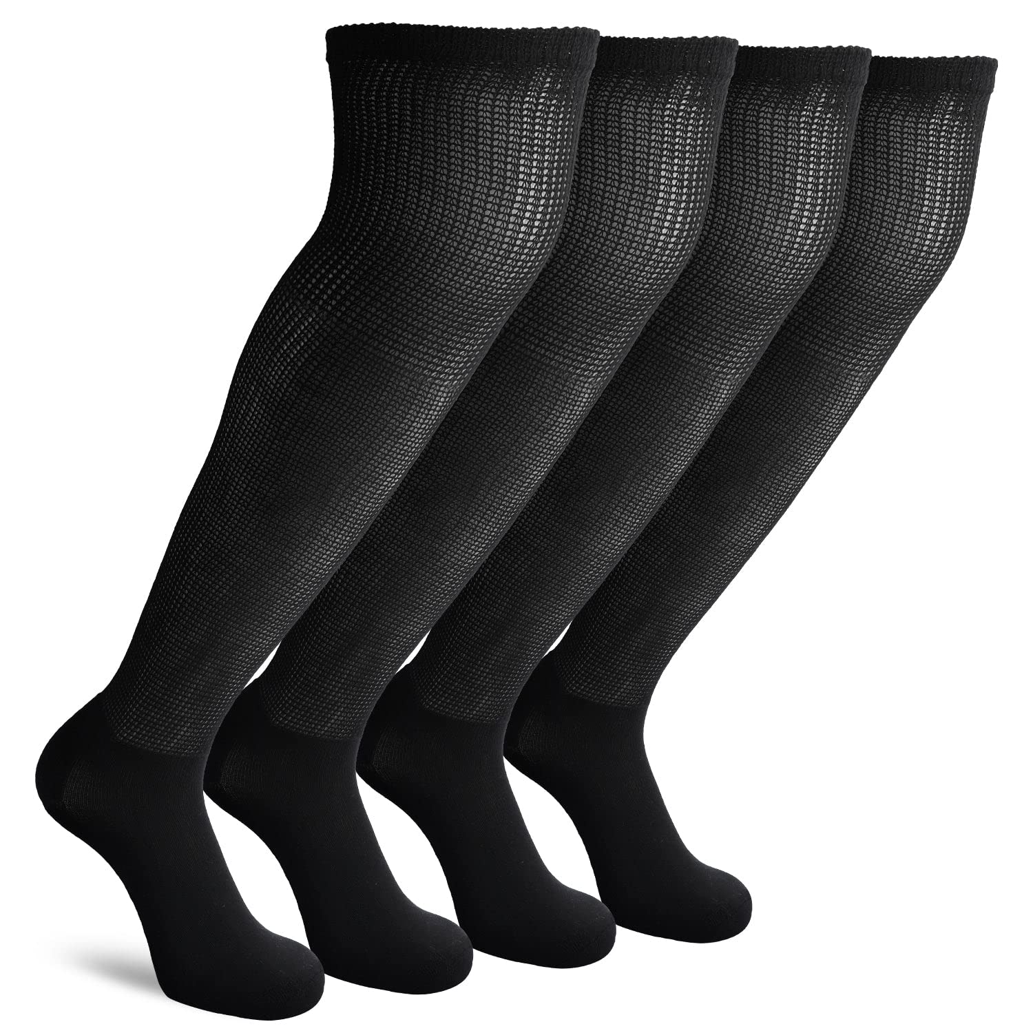 Non-Binding Over the Knee Diabetic Socks for Men - 4 Pairs Circulation Socks with Cushioned Sole for Comfort & Blood Flow - Ideal for Diabetes, Swelling & Daily Wear