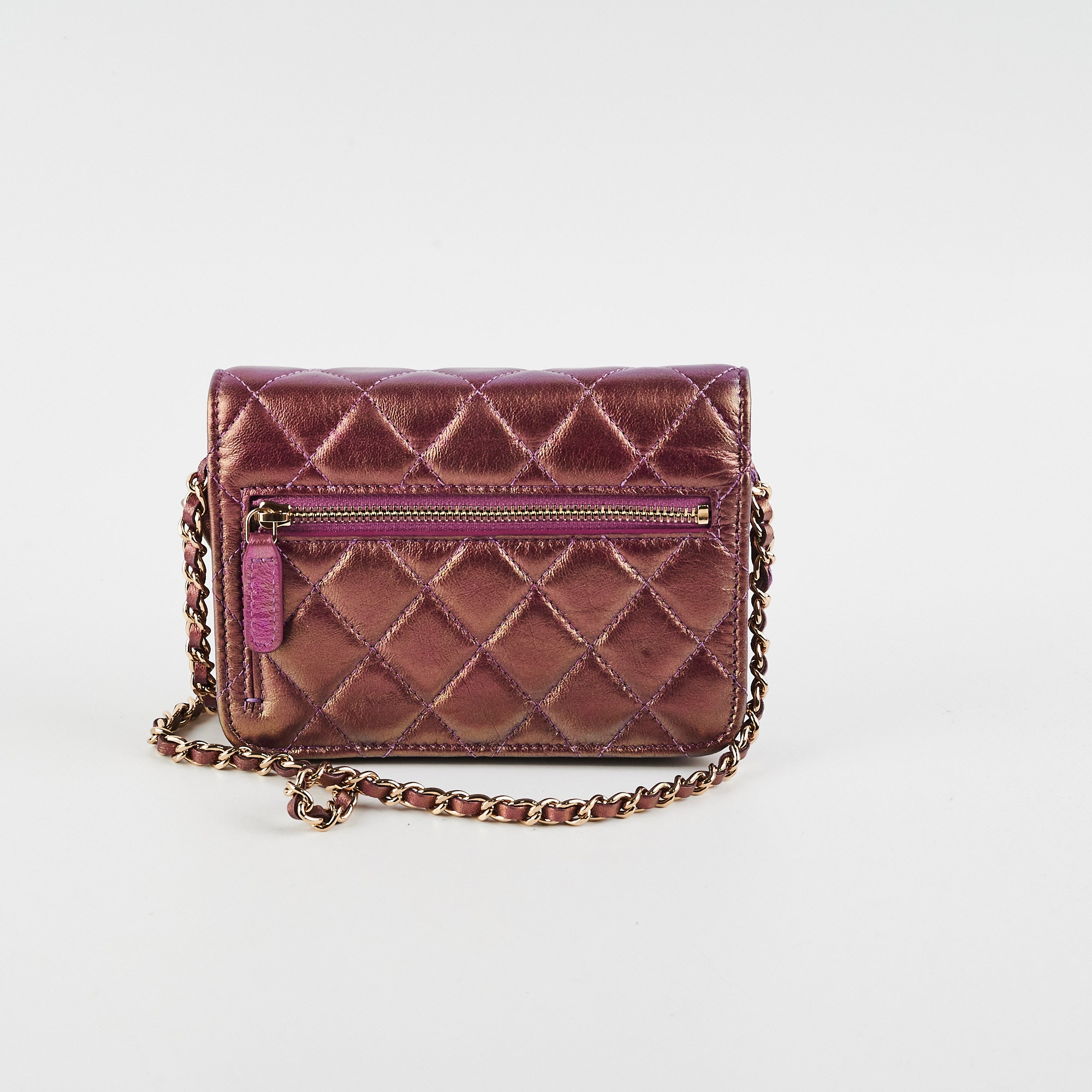 Chanel Mini Wallet On Chain WOC in Purple | Crossbody Bag with Chain Strap | Perfect for Parties, Date Nights & Everyday Use