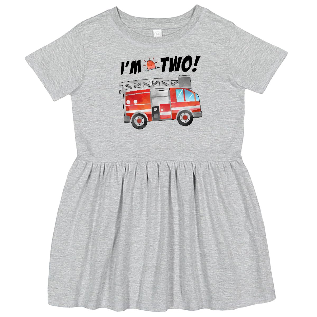 inktastic I'm 2 Fire Truck 2nd Birthday Toddler Dress - Perfect for Birthday Parties & Photo Shoots