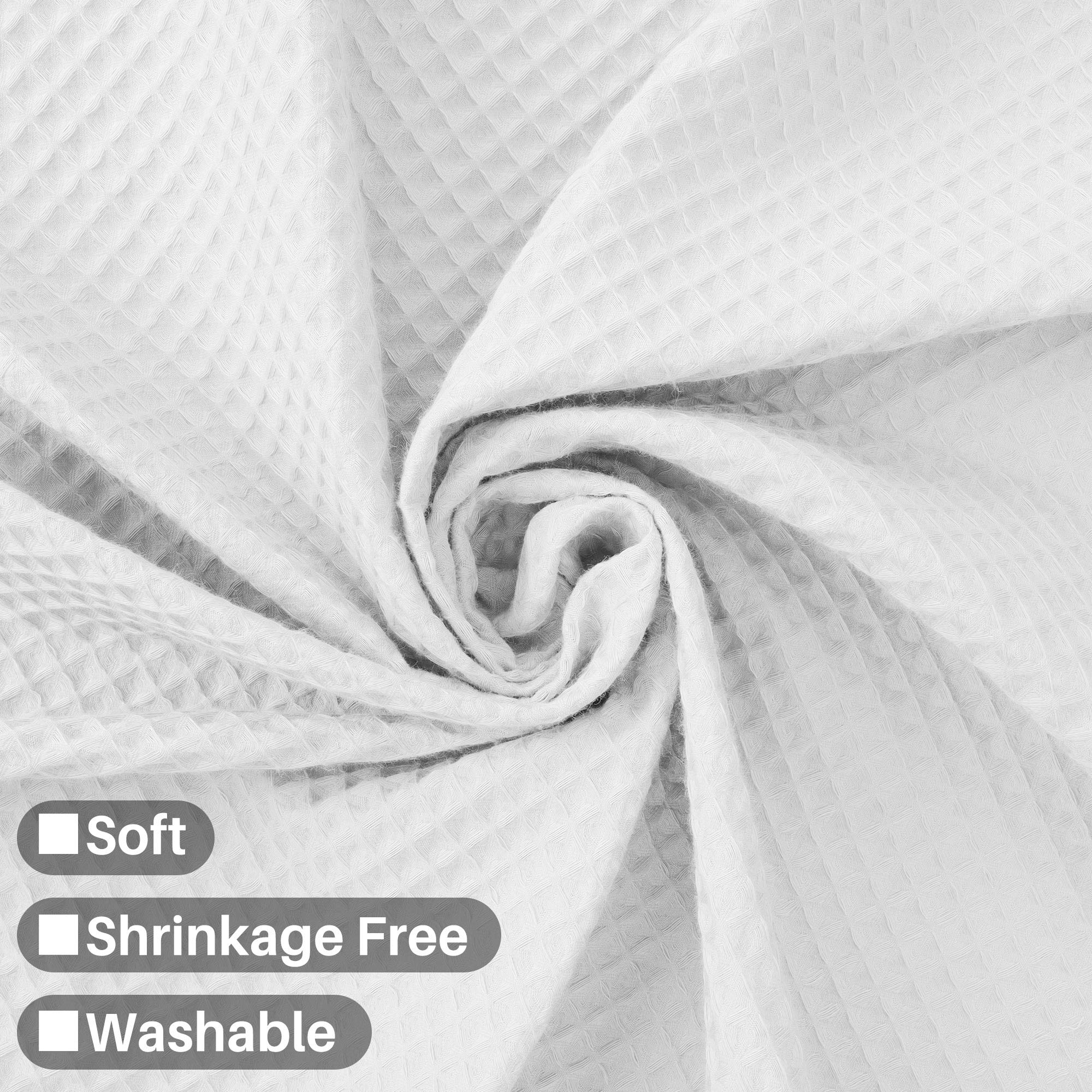 Barossa Design Cotton Blend Shower Curtain - Honeycomb Waffle Weave, Soft & Luxurious Hotel Spa Quality, Machine Washable, White, 72 x 72 Inches - Perfect for Bathroom Decor & Modern Home Spa Experience