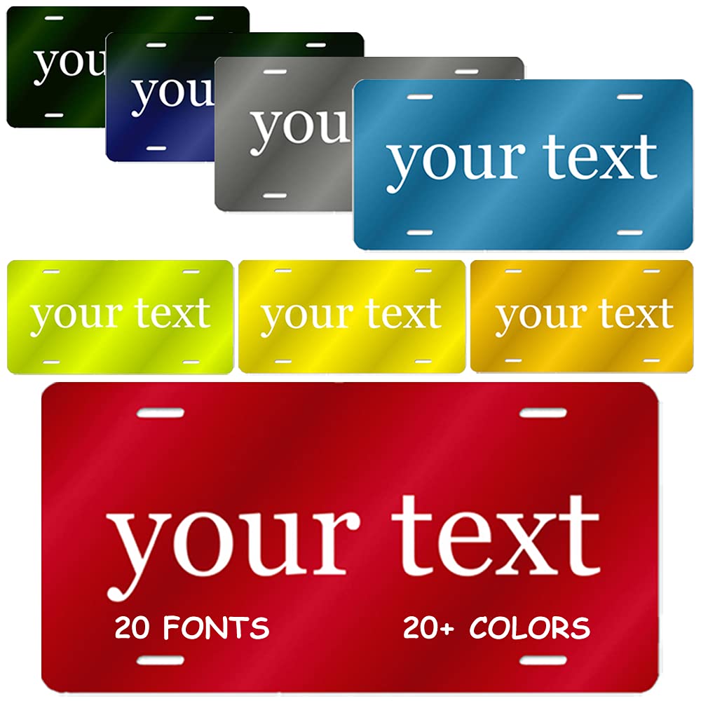 Custom Personalized Metal License Plates - Add Text, Logo & Image - 6x12 Inch Auto Car Tag Accessories for Men & Women - Standard Front Plate with 2/4 Holes - Perfect for Cars, Trucks & Motorcycles - Great Gift Idea for Car Enthusiasts