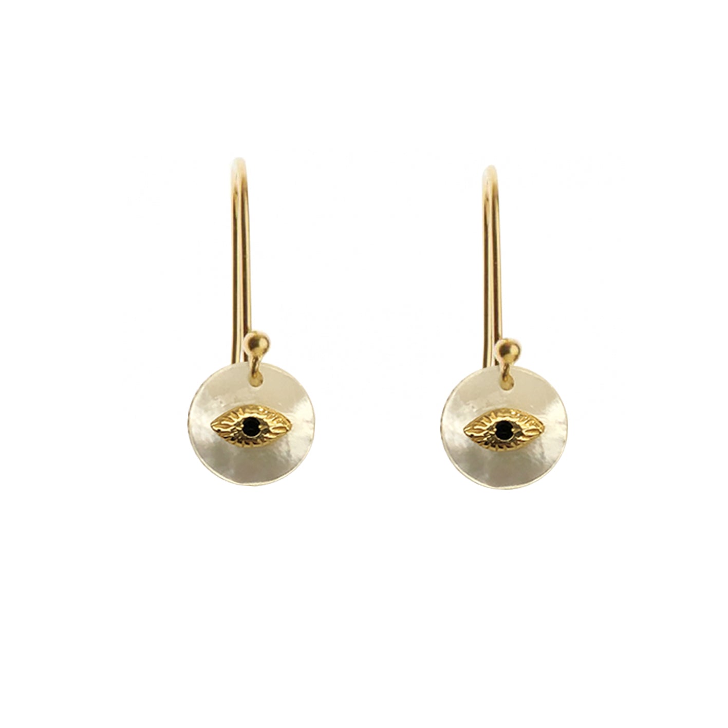 Pyramid Eye Earrings for Women - Mother of Pearl & Gold Plated Dangle Earrings (Pair) | Boho Chic Jewelry for Everyday Wear, Parties & Special Occasions