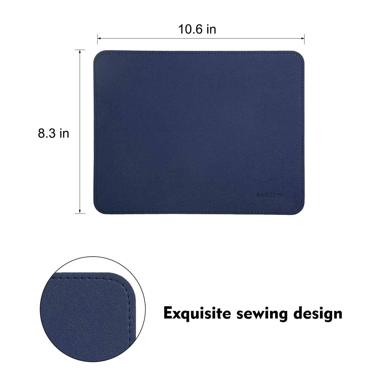 Premium Double-Sided Leather & Wood Mouse Pad with Stitched Edges - Non-Slip Desk Mat for Laptop, PC & Office Use (8x11 Inch, Blue) - Perfect for Home Office, Gaming & Workspace Setup
