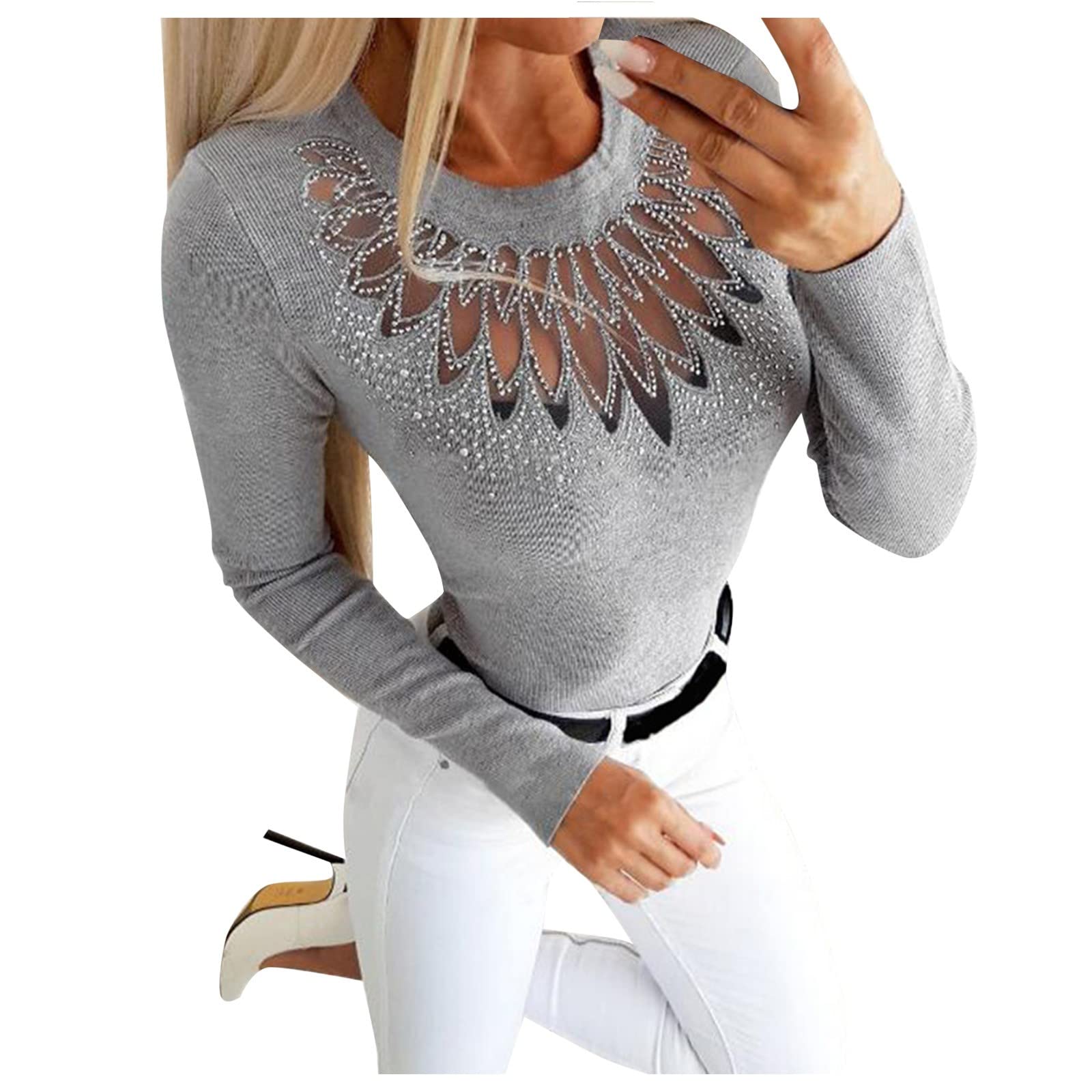 Women's High Neck Long Sleeve Solid Color Blouse - Casual Loose Fit Pullover Sweatshirt Top for Teen Girls & Ladies | Perfect for Work, Dating, and Everyday Wear
