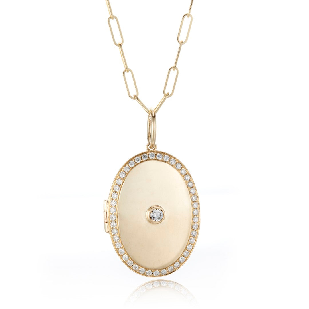Elegant Brushed Gold & Diamond Locket Necklace for Women - Perfect Gift for Anniversary, Valentine's Day & Special Occasions