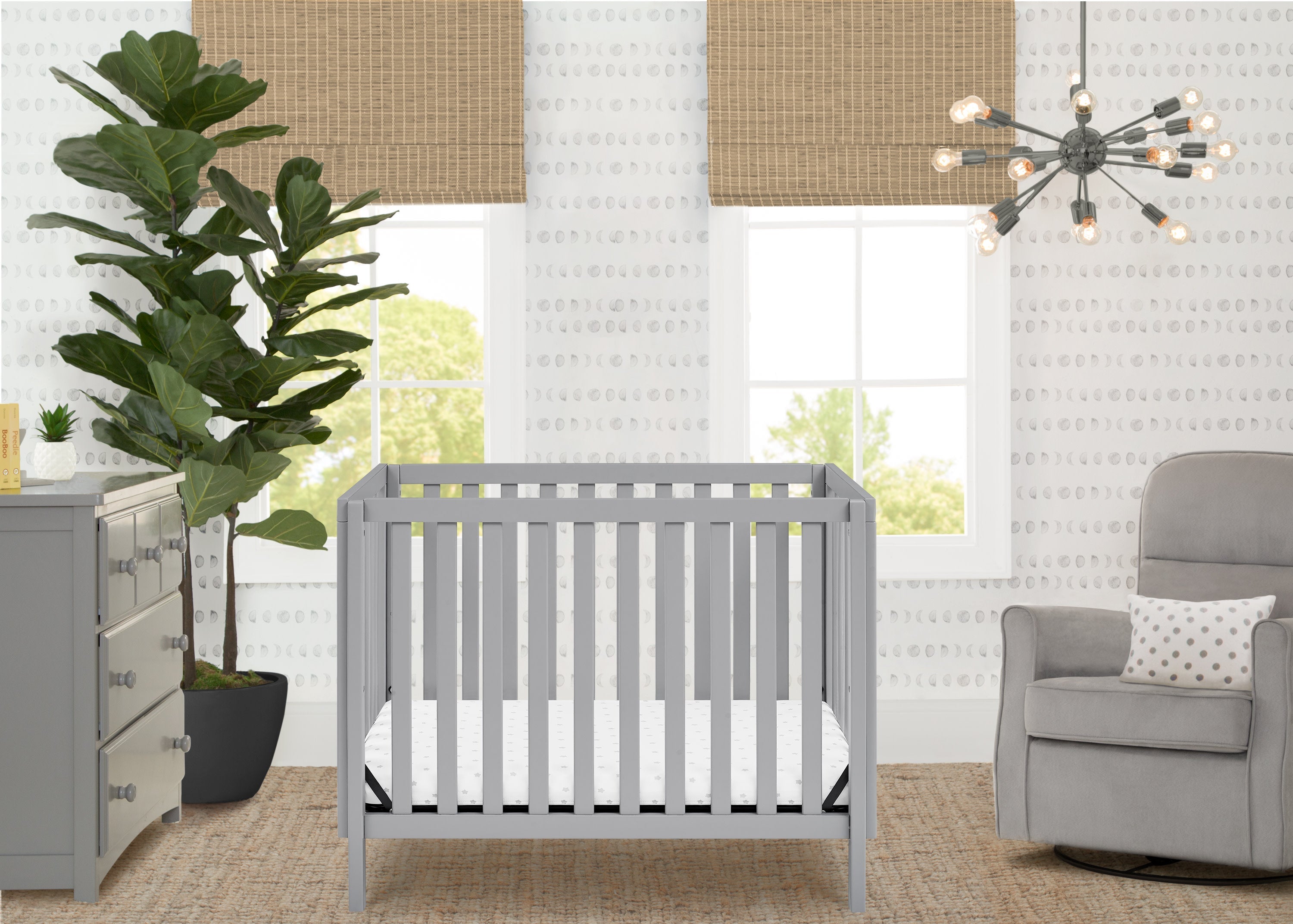 Gio Mini Crib with 2.75 Inch Mattress - Portable Baby Bed for Small Spaces | Nursery, Travel & Guest Room Use