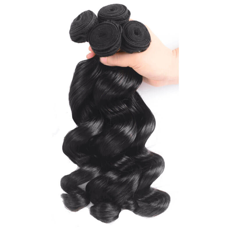 Eullair 10A Loose Wave Human Virgin Hair Weaves - 3/4 Bundles for Natural Looking Hair Extensions | Perfect for Daily Wear, Parties & Special Occasions