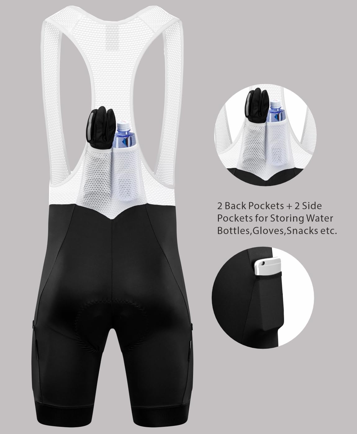 Qualidyne Men's Cycling Bib Shorts - 4D Padded Road Bike Bibs with Pockets, UPF50+ Sun Protection for Comfortable Long-Distance Riding | Perfect for Road Cycling, Triathlon Training & Outdoor Biking Adventures