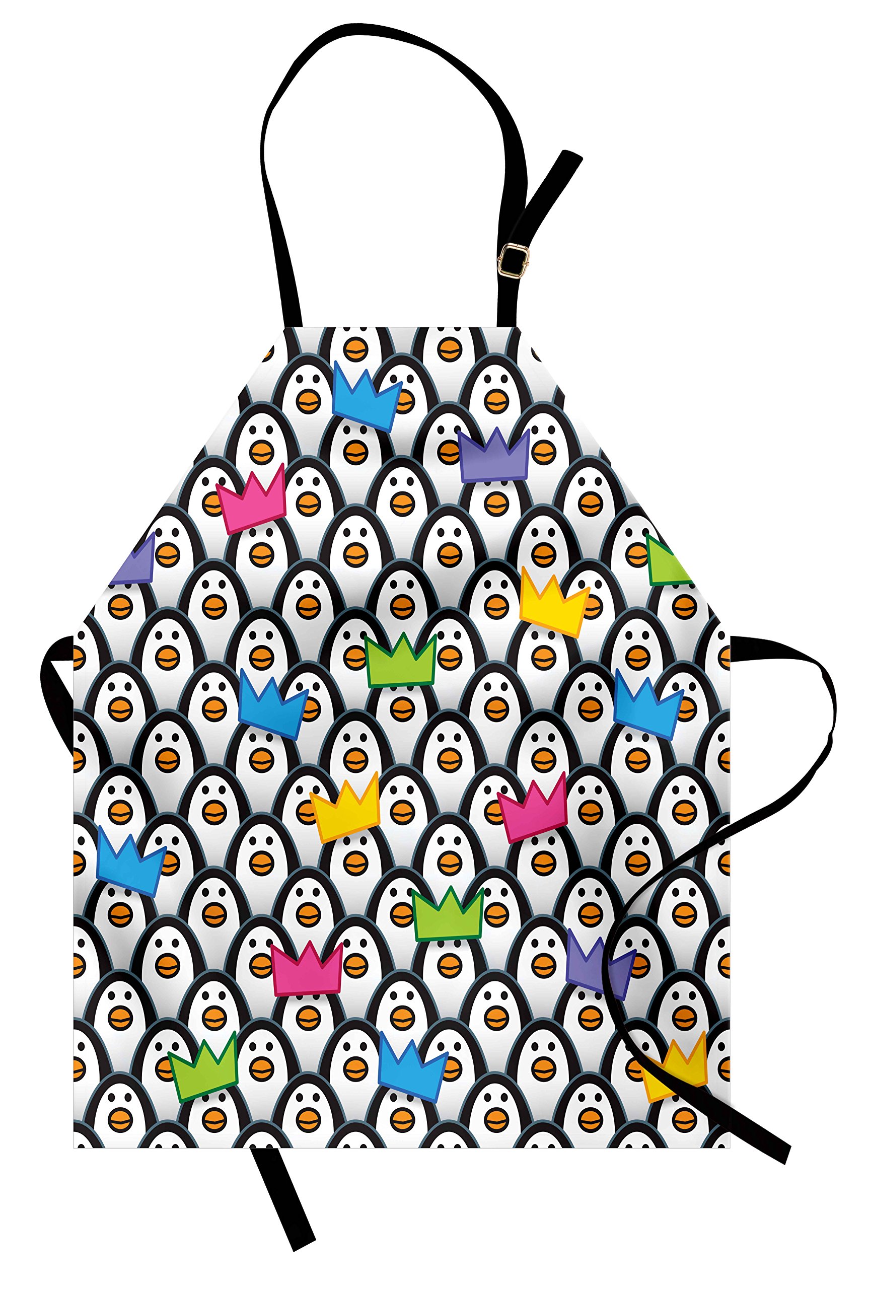 Ambesonne Sea Animals Apron - Unisex Kitchen Bib with Adjustable Neck for Cooking, Baking & Gardening | Cute Penguins in Party Hats Design | Perfect for Home Chefs, BBQ Parties & Holiday Gifts