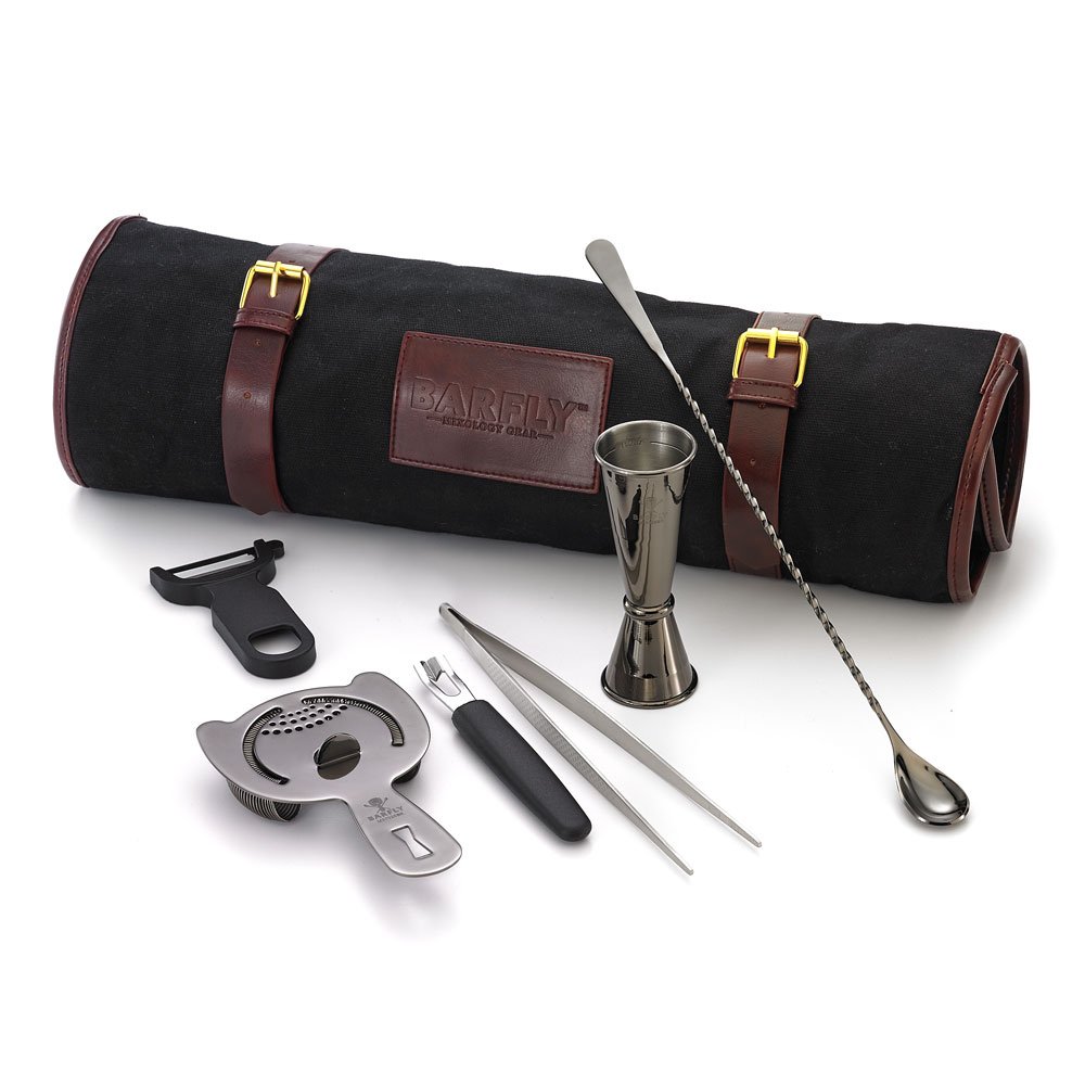 Barfly M37100BK 7-Piece Essentials Cocktail Shaker Set in Gun Metal Black - Perfect for Home Bars, Professional Mixology & Cocktail Parties