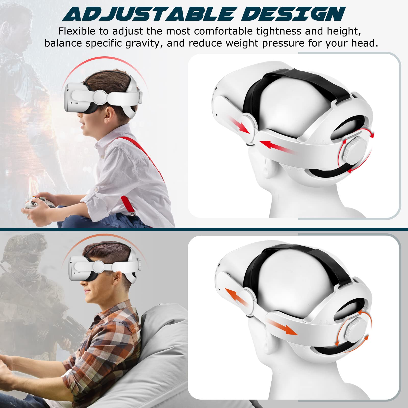 Meta Oculus Quest 2 Head Strap - Adjustable VR Headset Elite Strap with Soft Cushion for Enhanced Comfort | Reduces Face Pressure | Replacement Accessory for Quest 2 (No Battery) | Perfect for Long Gaming Sessions & VR Experiences