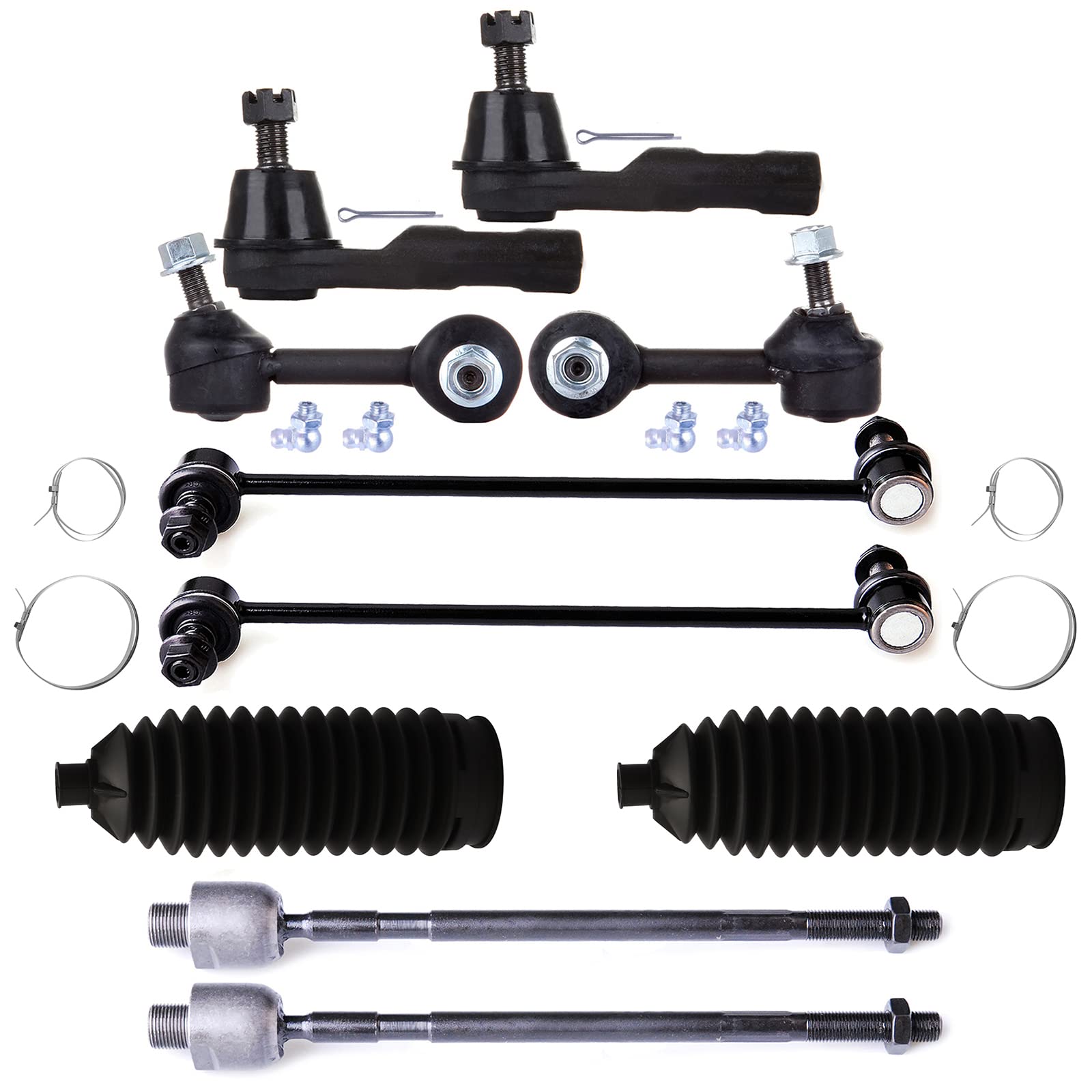 ROADFAR 10-Piece Suspension Parts Kit for 2007-2011 Honda CR-V - Front Inner/Outer Tie Rod Ends, Front/Rear Sway Bar Links, Rack Pinion Boots - Improve Ride Comfort & Vehicle Control - Ideal for City Commuting, Highway Driving & Off-Road Adventures