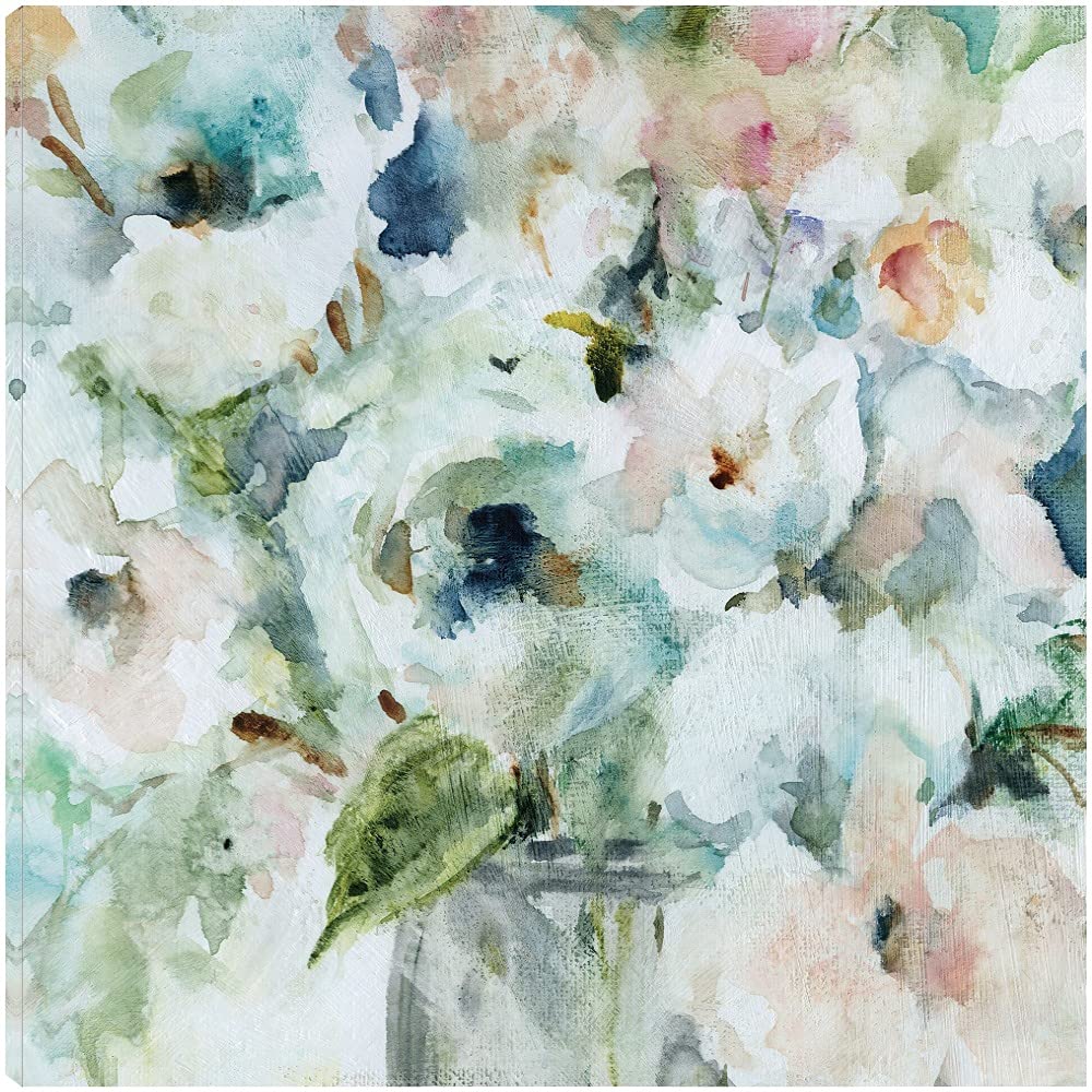 Blooming Softly Canvas Wall Art by Carol Robinson - 32x32 Inch Ready to Hang Painting for Living Room, Bedroom, Office Decor - Perfect for Home, Dining Room & Guest House Wall Decoration