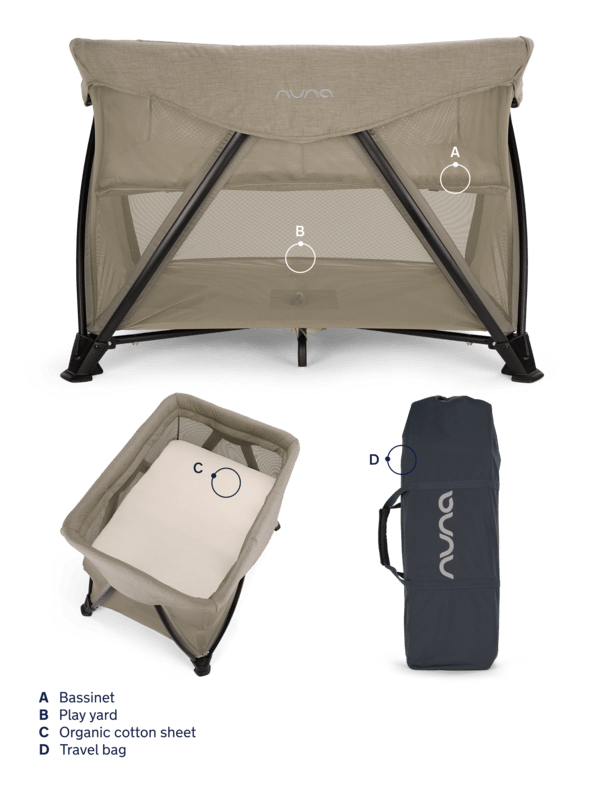 Nuna Sena Aire 2022/2023 Lightweight Travel Crib with Removable Bassinet - Perfect for Baby Sleep, Travel & Home Use