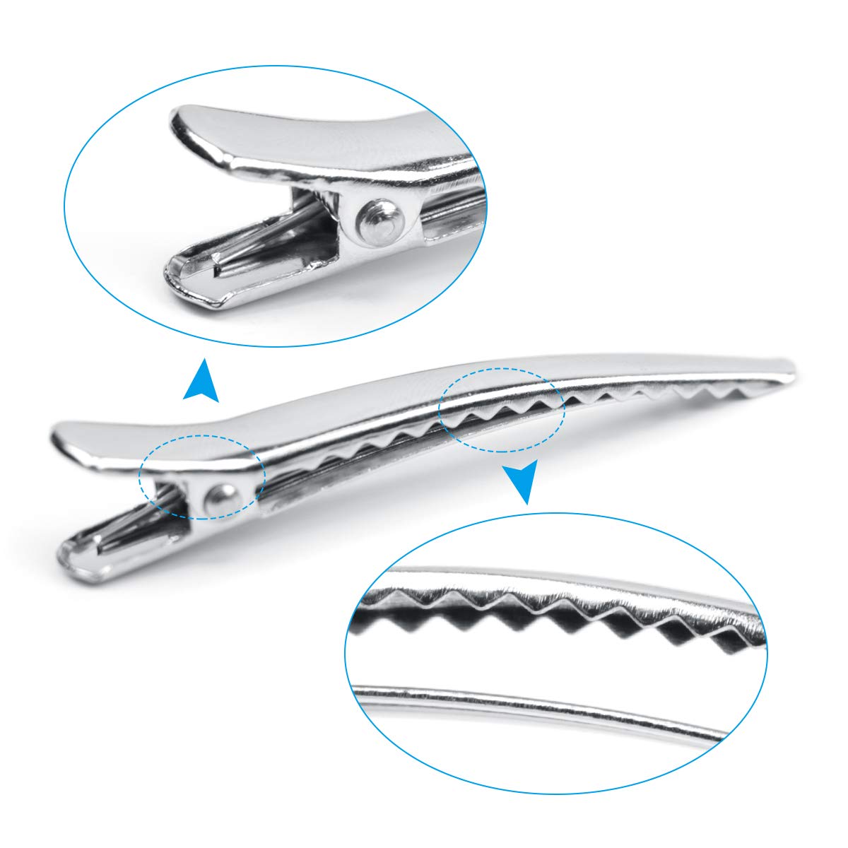 20 Pack Metal Alligator Hair Clips for Curling & Styling - 2.4 Inch Duck Bill Sectioning Clips (Silver) - Perfect for Salon, Home Hairdressing & DIY Hairstyles