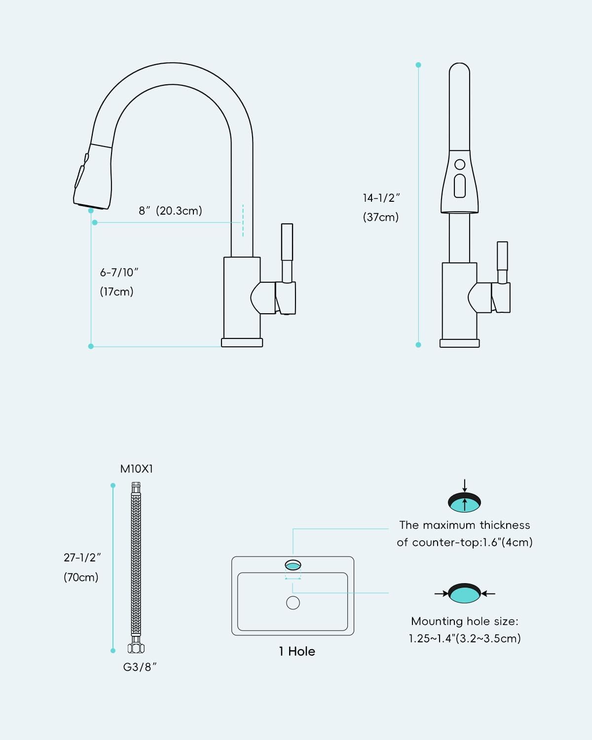 APPASO Brushed Nickel Kitchen Faucet - Modern 3 Function Pull Down Sprayer, Stainless Steel High Arc Single Handle Sink Faucet for 1 Hole Installation (No Deck Plate Needed) | Perfect for Modern Kitchens, Restaurant Prep Areas & RV Use
