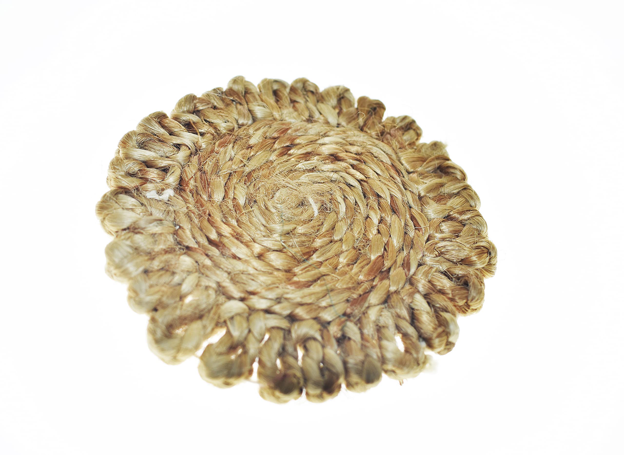 MARSHLAND Handcrafted 10cm Round Jute Coasters Set of 12 - Natural Fiber Drink Coasters for Dining Table, Coffee & Tea - Perfect for Home Decor, Kitchen, Office & Party Use