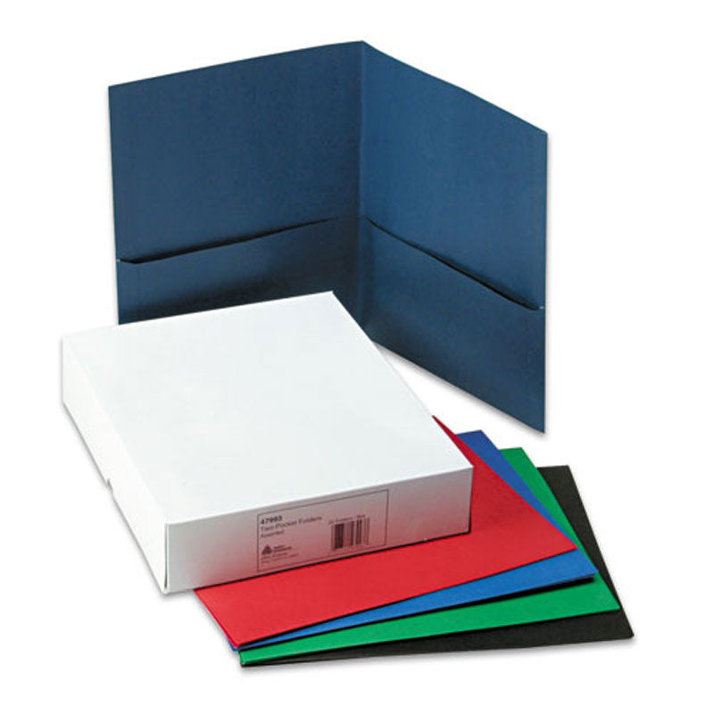 Premium Two-Pocket Embossed Paper Portfolio - Elegant Document Holder for Business & Office (Box of 25) - Perfect for Presentations, Meetings, and Professional Organization
