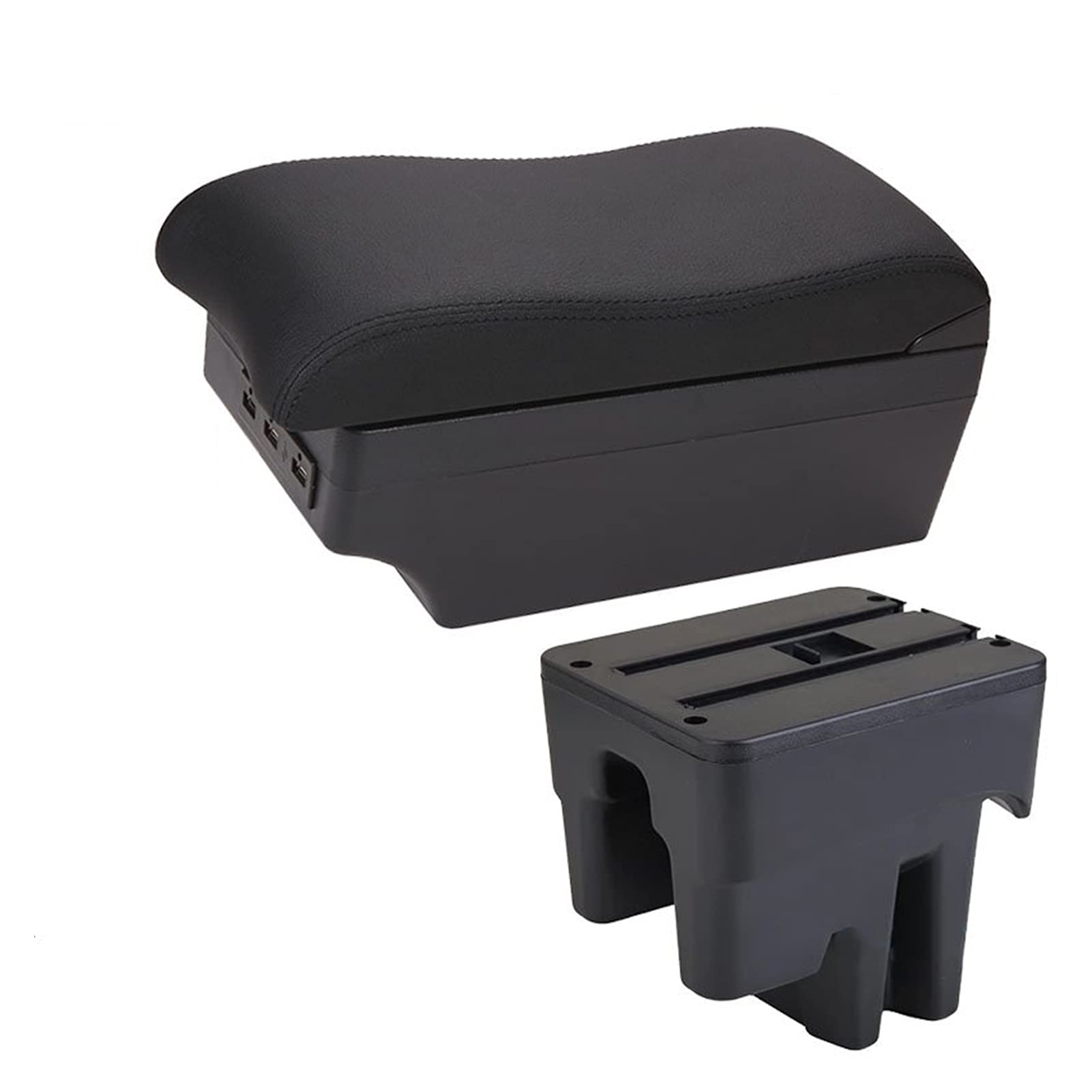Chevrolet Spark III & Aveo T200 Car Armrest Box - Black with 7 USB Ports | Interior Storage Organizer | Enhanced Comfort & Convenience for Long Drives & Road Trips
