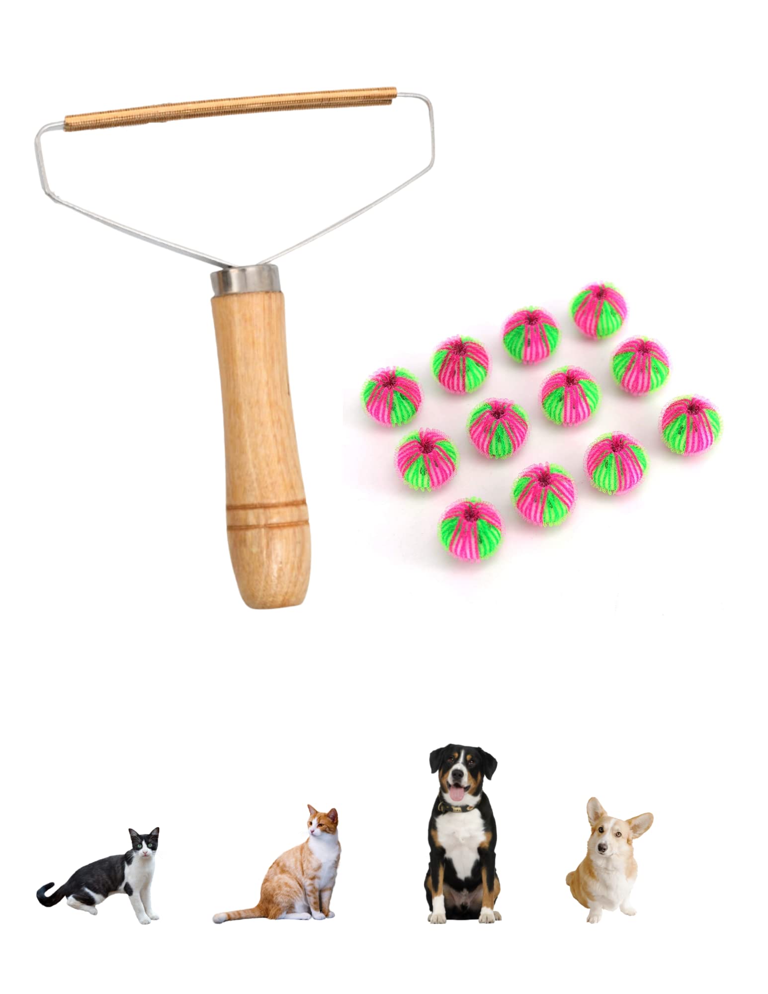 Best Pet Hair Remover Bundle - Reusable Lint Roller & Laundry Balls for Dogs & Cats | Portable Pet Hair Remover Wand & Fuzz Eliminator | Perfect for Furniture, Clothes & Car Cleaning
