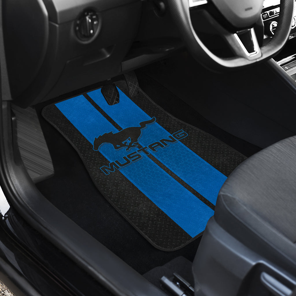 Premium Blue Ford Mustang Fastback Muscle Car Floor Mats - Custom Fit All-Weather Protection (2010-2021 Models) - Perfect for Car Shows, Daily Driving & Road Trips