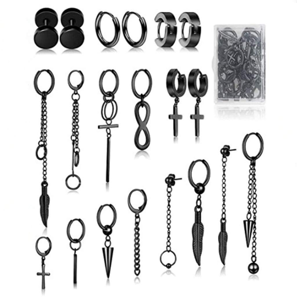 Milue 20-Piece Stainless Steel Huggie Hoop Earrings Set for Men & Women - Simple Stylish Hinged Hoops for Everyday Wear, Parties & Gifts