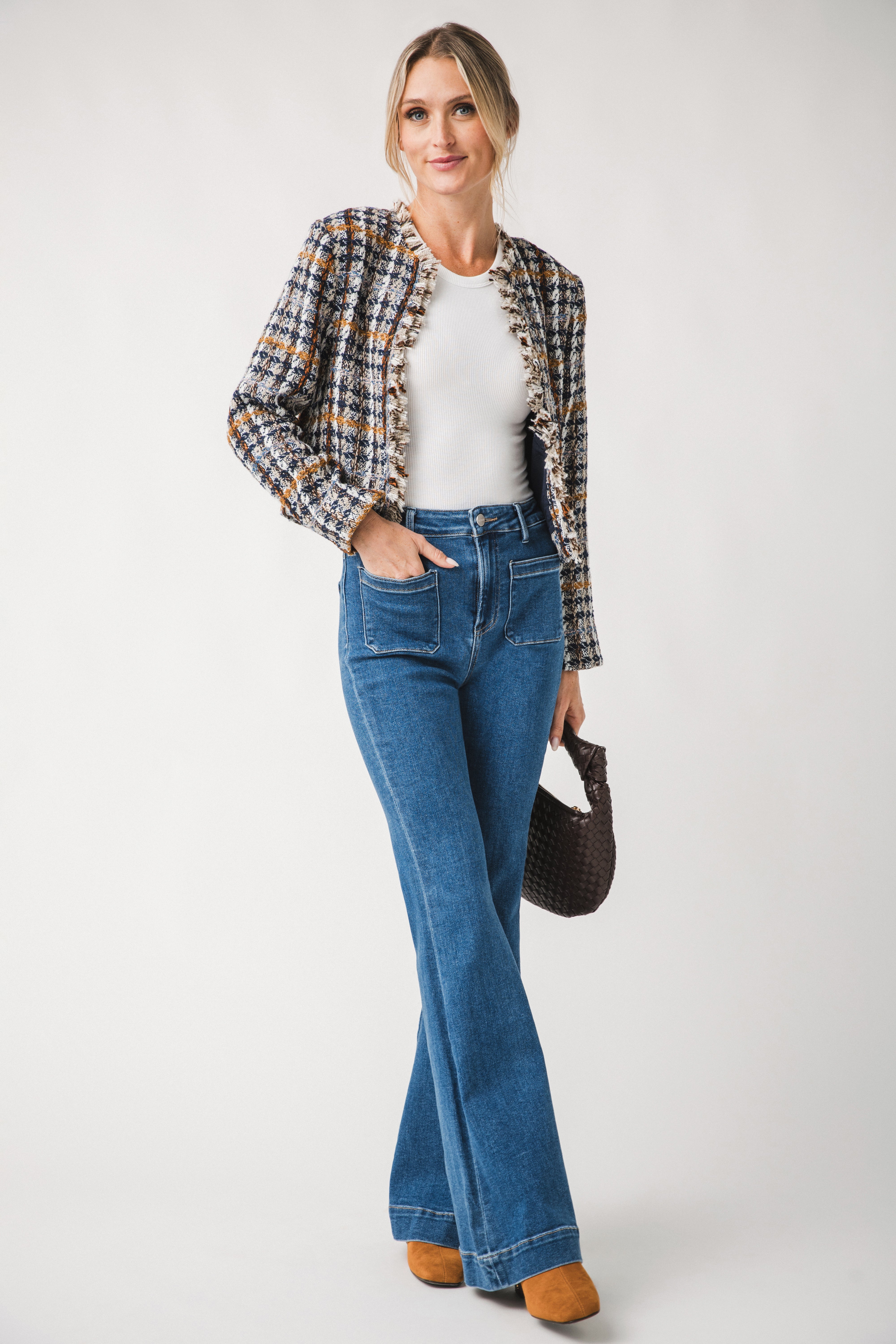 Risen Sedona Patch Pocket Jeans for Women - High Waist Distressed Denim Pants with Front Pockets - Perfect for Casual Outfits, Streetwear & Everyday Wear