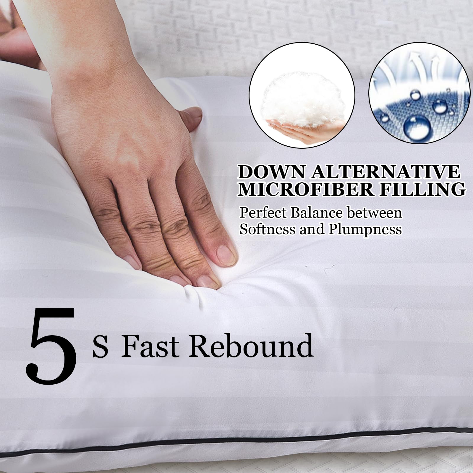 Luxury Hotel Quality Bed Pillows Set of 4 - Standard/Queen Size for Side, Back & Stomach Sleepers | Breathable, Fluffy & Soft Pillows for Ultimate Comfort (4pcs) | Perfect for Home, Hotel or Travel Use