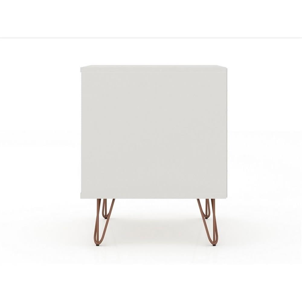 2-Drawer Modern Wood Nightstand Set of 2 - Off White Finish Bedside Table for Bedroom, Living Room & Guest Room Storage