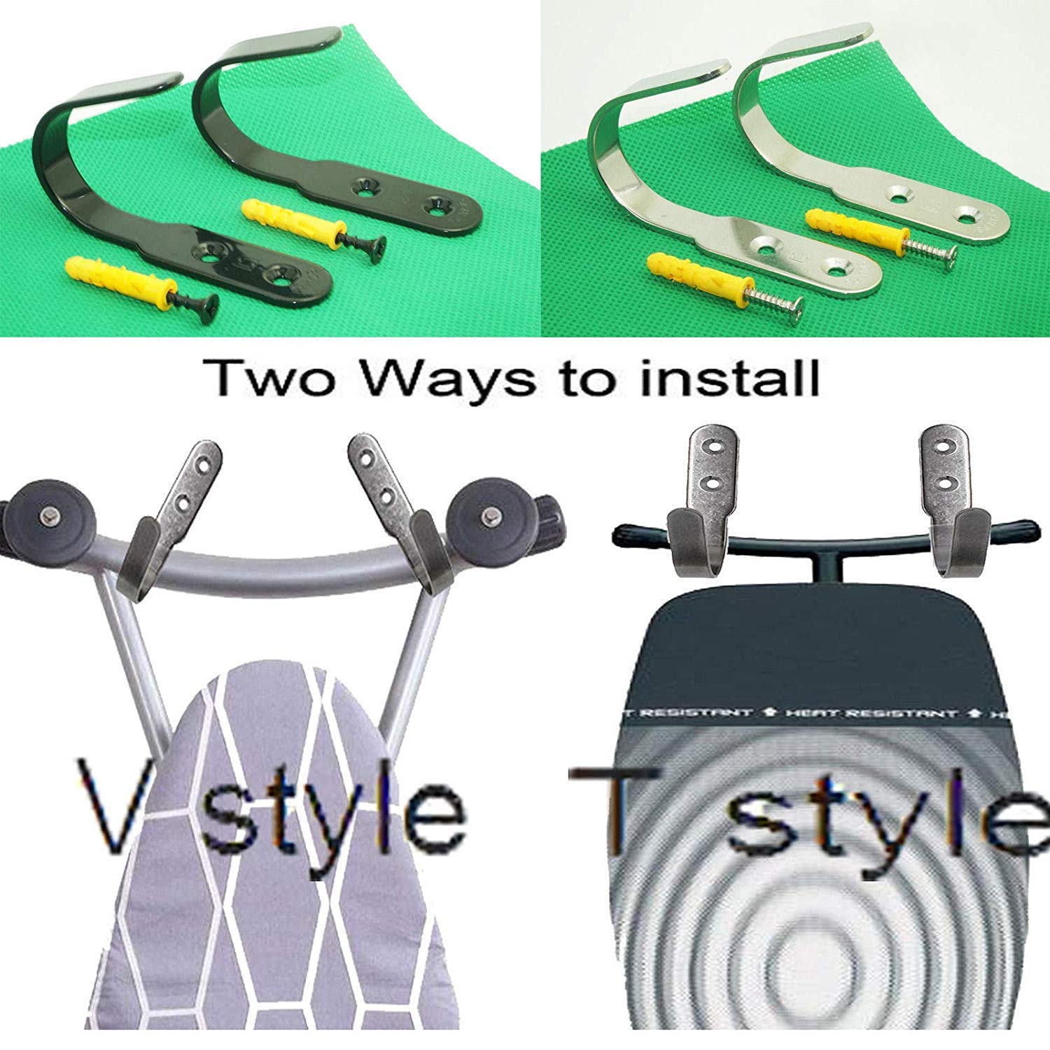 Wall Mounted Ironing Board Holder - Heavy Duty Steel Hook for Laundry Room & Closet Organization - White/Black/Silver - Space Saving Storage Solution for Ironing Boards, Irons & Accessories - Perfect for Small Apartments & Home Laundry Areas