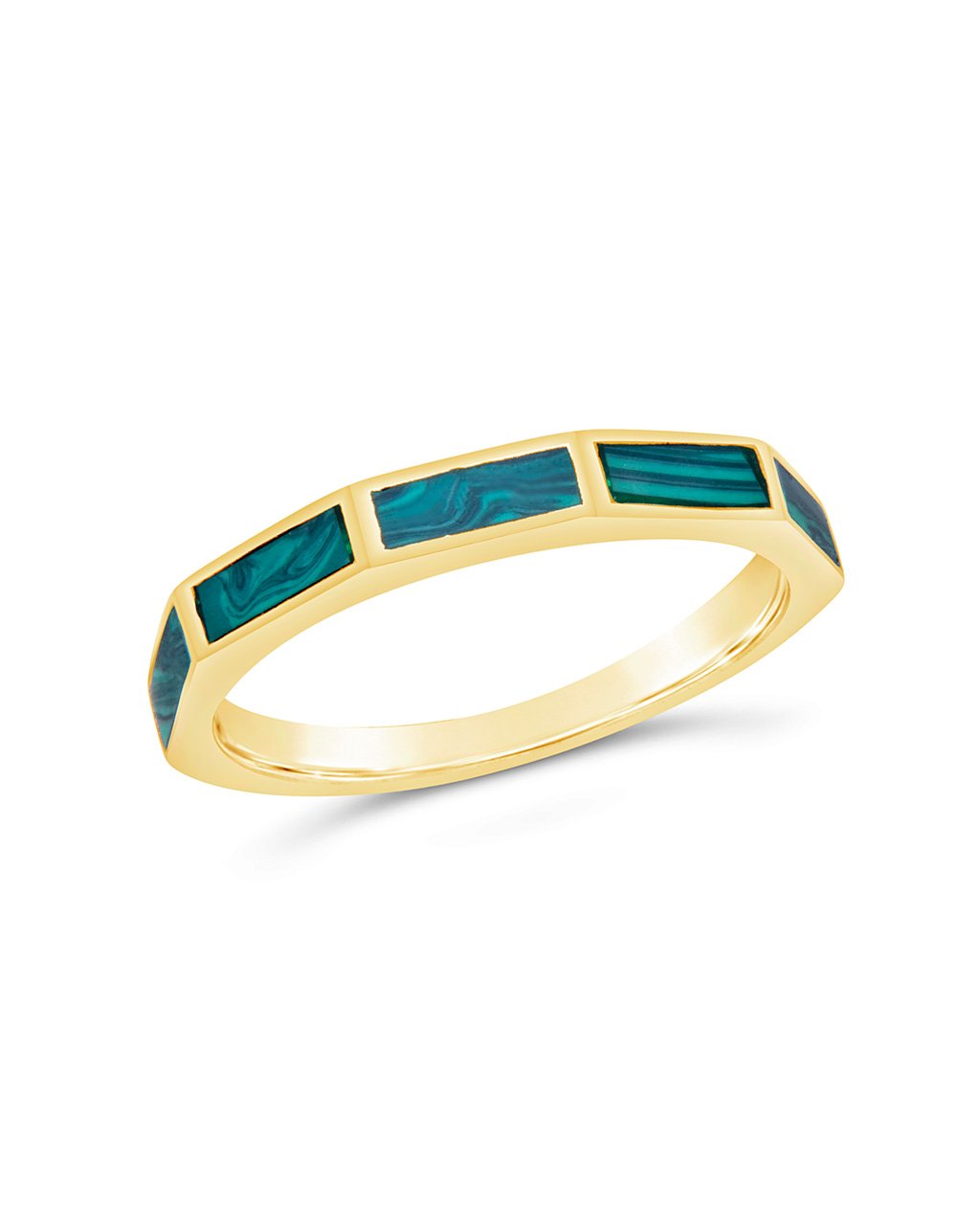 Malachite Baguette Eternity Band Ring - Genuine Green Gemstone Wedding Ring for Women, Stackable Minimalist Jewelry Gift for Anniversary, Valentine's Day & Special Occasions