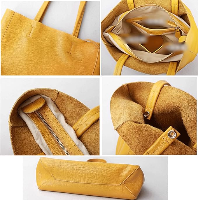 Premium Genuine Leather Tote Bag - Large Capacity Cowhide Shoulder Bag for Women, Soft & Durable - Perfect for Work, Travel & Everyday Use