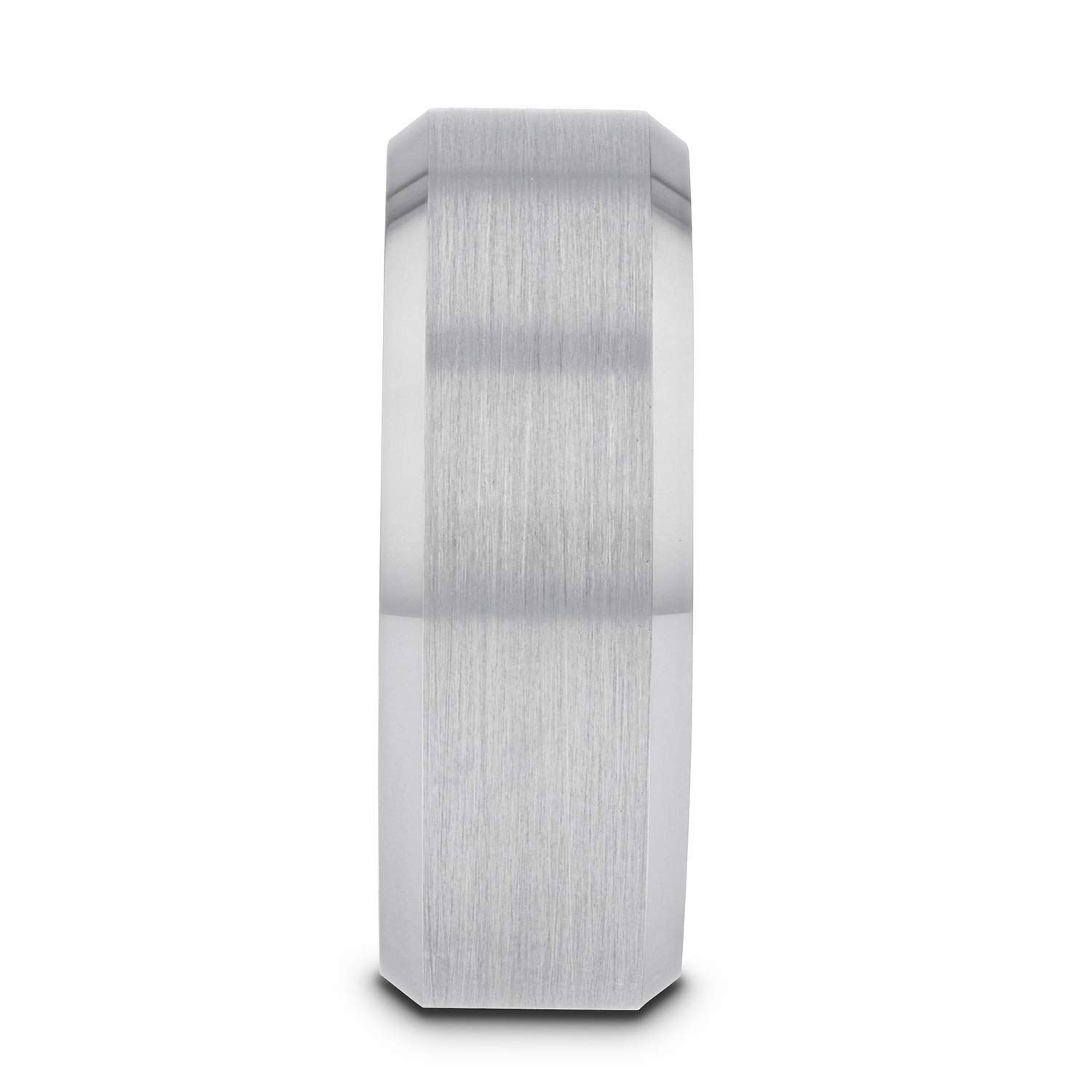 Premium Tungsten Carbide Wedding Band - Flat Beveled Edges with Brushed Center (SHEFFIELD Style) | Durable Men's Ring for Everyday Wear & Special Occasions
