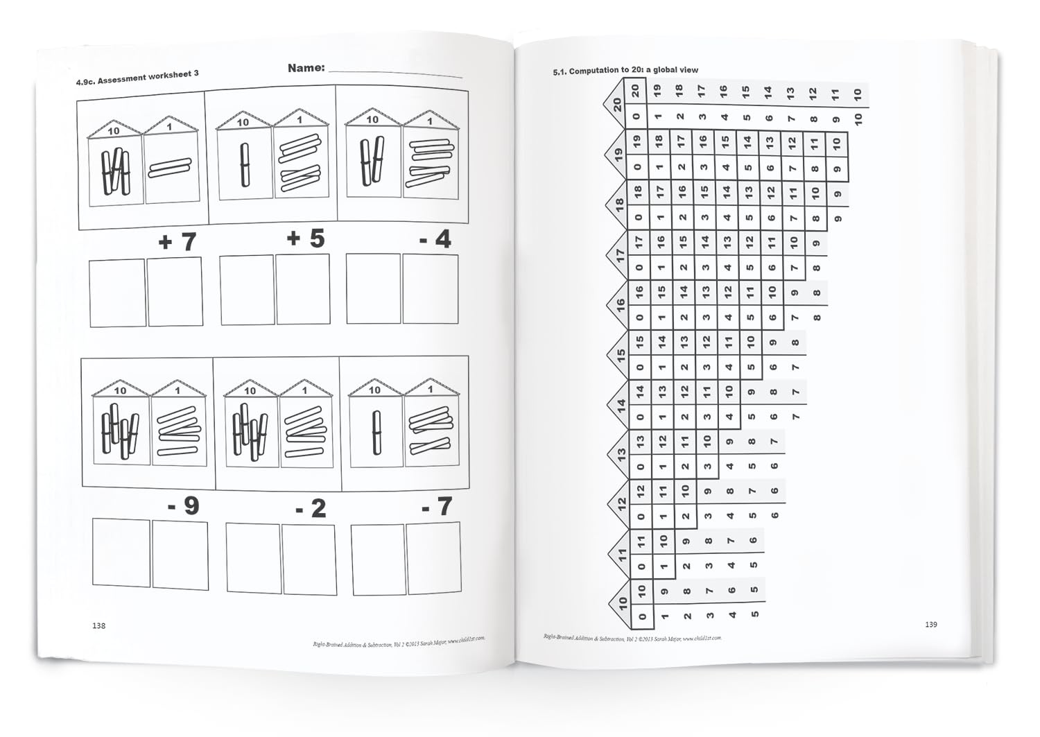 Right-Brained Addition & Subtraction Vol. 2: Interactive Book & Games for Kids' Math Learning at Home & School