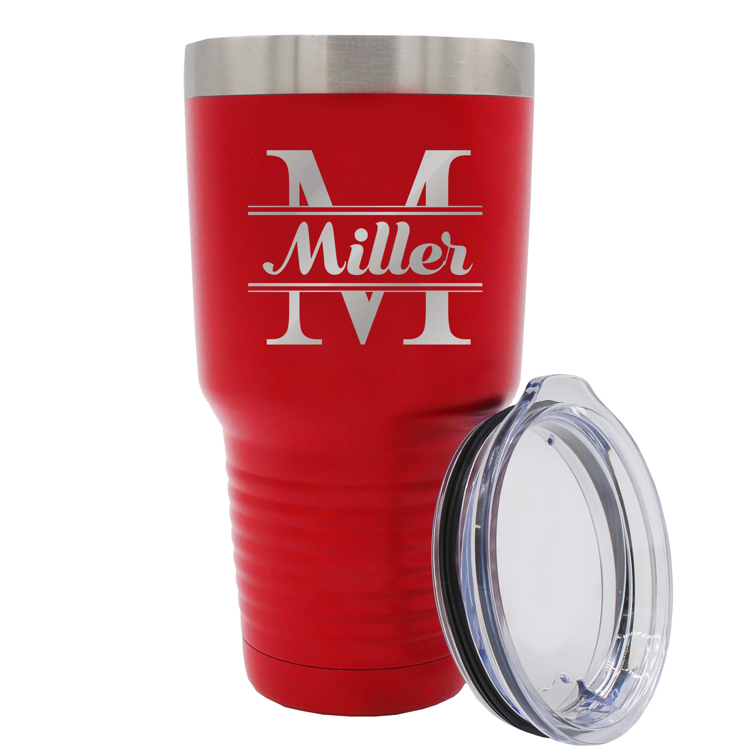 Personalized Stainless Steel Travel Tumbler 30oz - Custom Engraved Vacuum Insulated Double Wall Cup with Name - Keeps Drinks Hot/Cold for Hours - Perfect for Office, Gym & Outdoor Adventures (Red)
