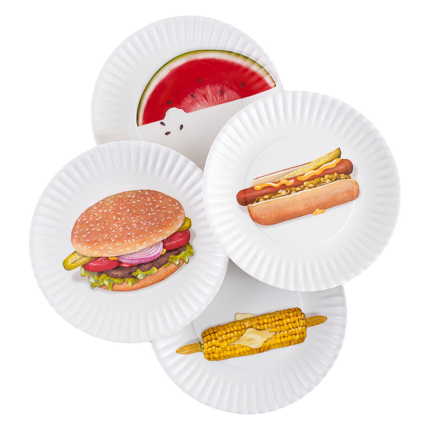 Mary Lake-Thompson 9-inch Melamine Plates Set of 4 - Durable, Lightweight & Shatterproof Dinner Plates for BBQ, Picnic, Outdoor Dining & Party Use