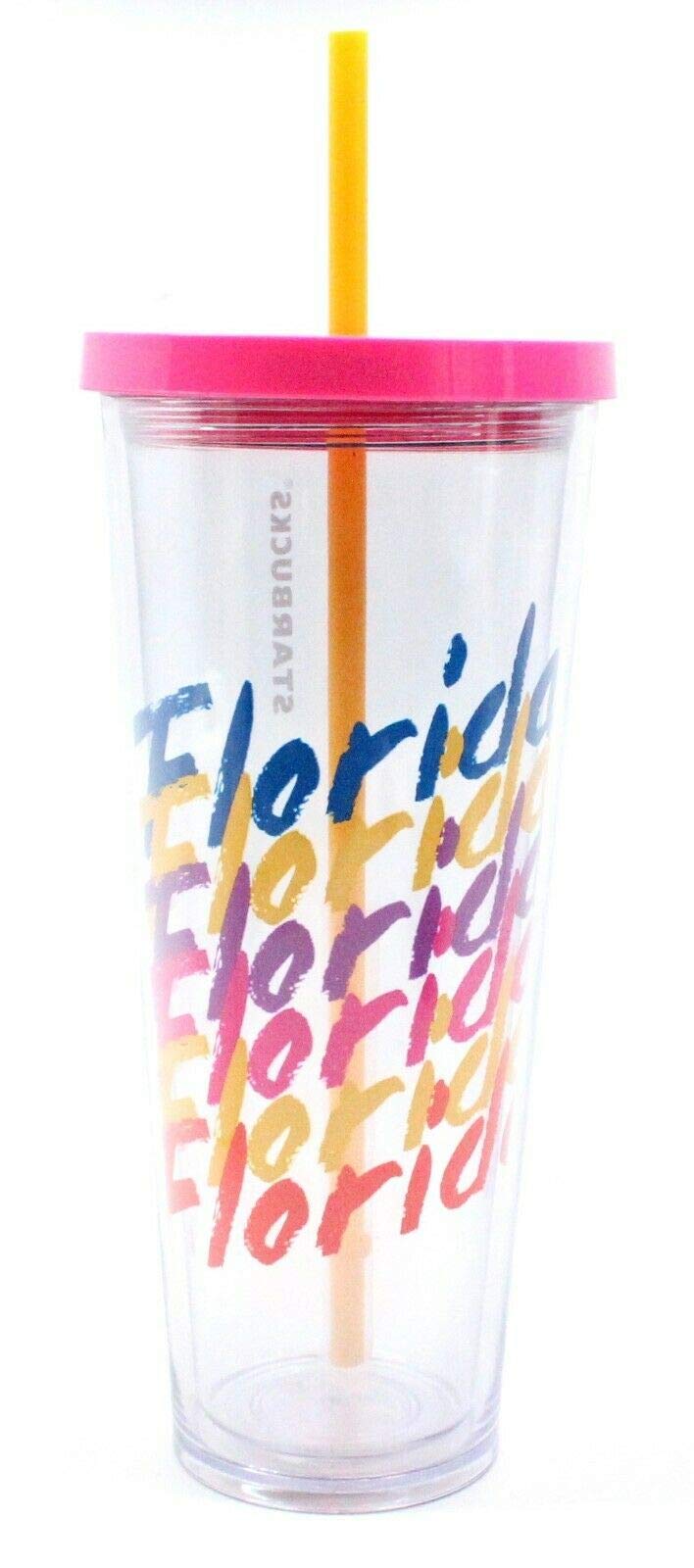 Starbucks Florida Venti Size Acrylic Cold Cup with Straw - Perfect for Iced Coffee, Smoothies & Summer Drinks at Home, Office or Travel