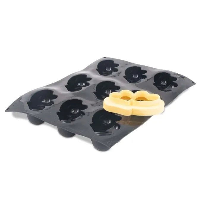 Pavoflex Beloved Hearts 9-Form Chocolate Mold with Cutter - Premium Silicone Baking Mold for Valentine's Day, Weddings & Romantic Desserts - Create Beautiful Heart-Shaped Chocolates at Home