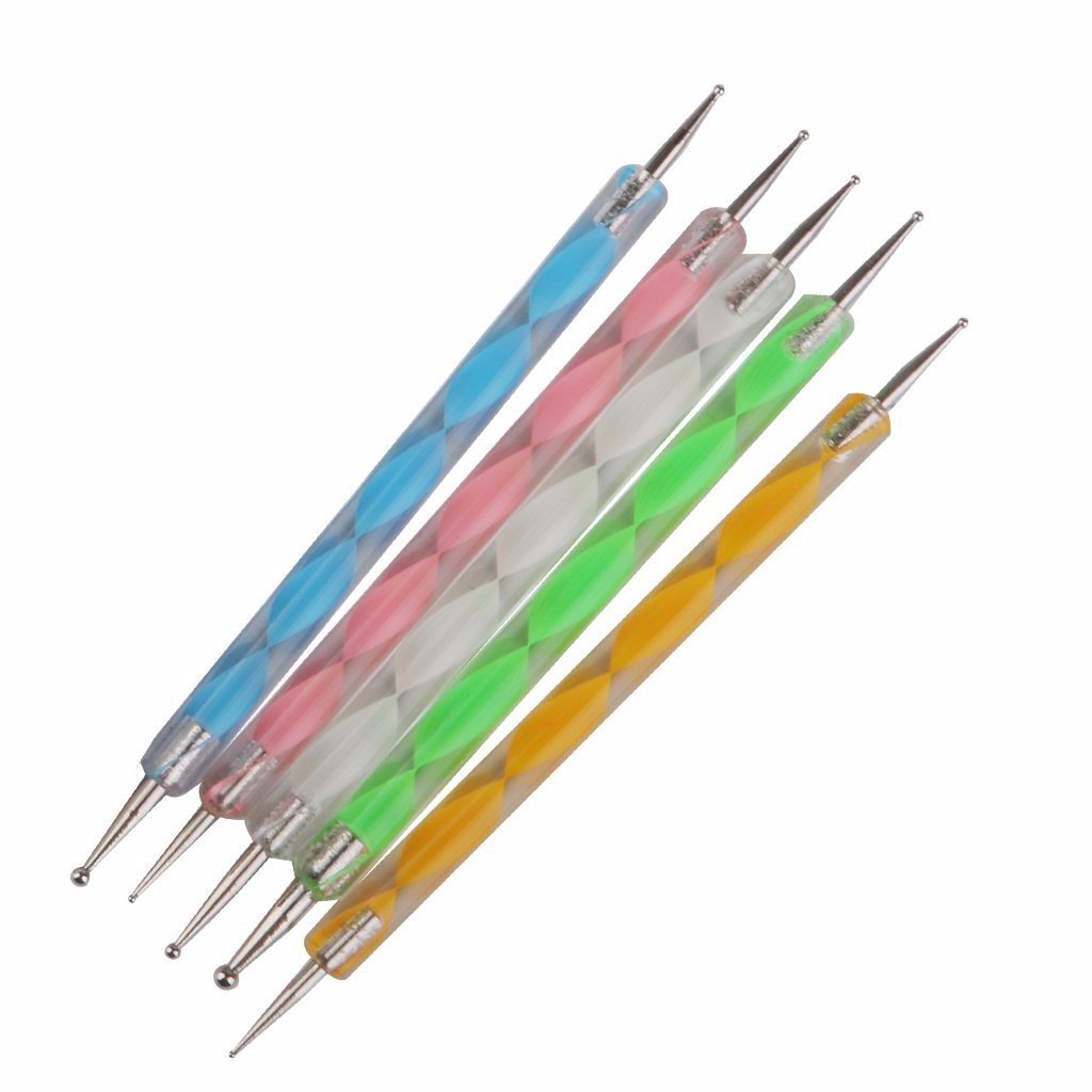 FOK 5-Piece Nail Art Pen Set with 10 Stripping Roll Tapes & French Manicure Tip Stickers - Professional Nail Design Kit for DIY Manicures, Salon Use & Home Nail Art Projects